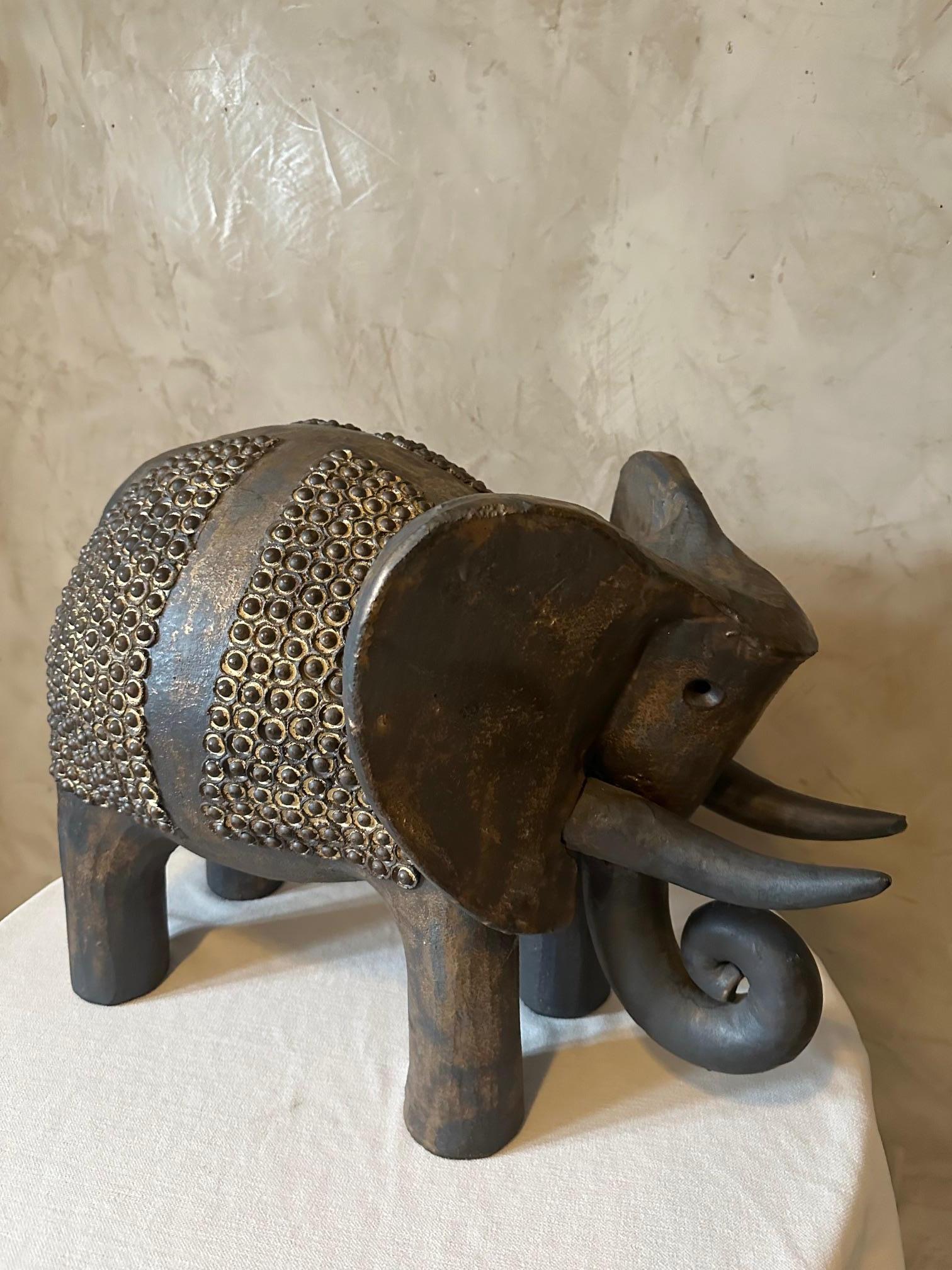20th century French Dominique Pouchain Ceramic Big Elephant  For Sale 1
