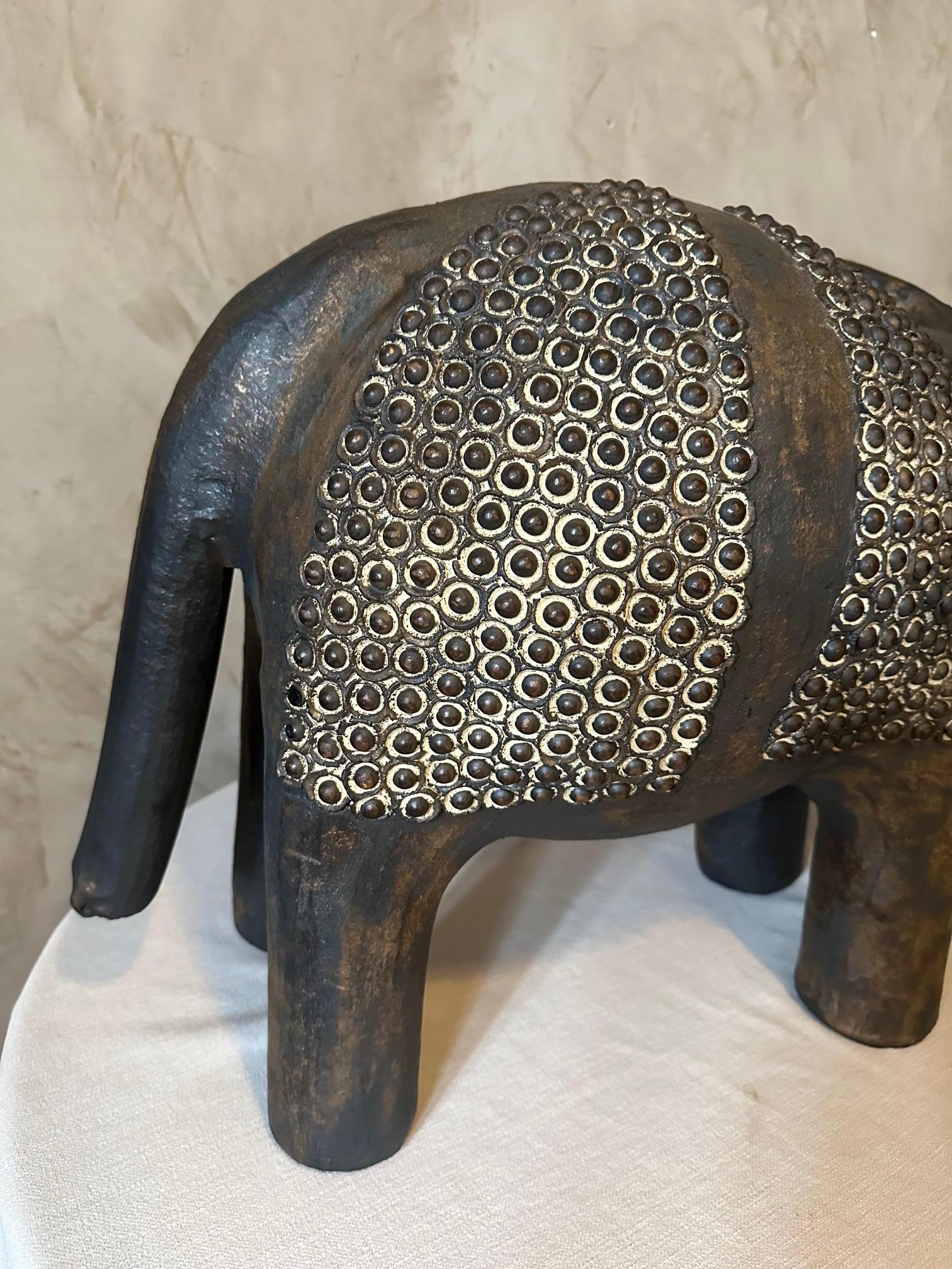 20th century French Dominique Pouchain Ceramic Big Elephant  For Sale 3