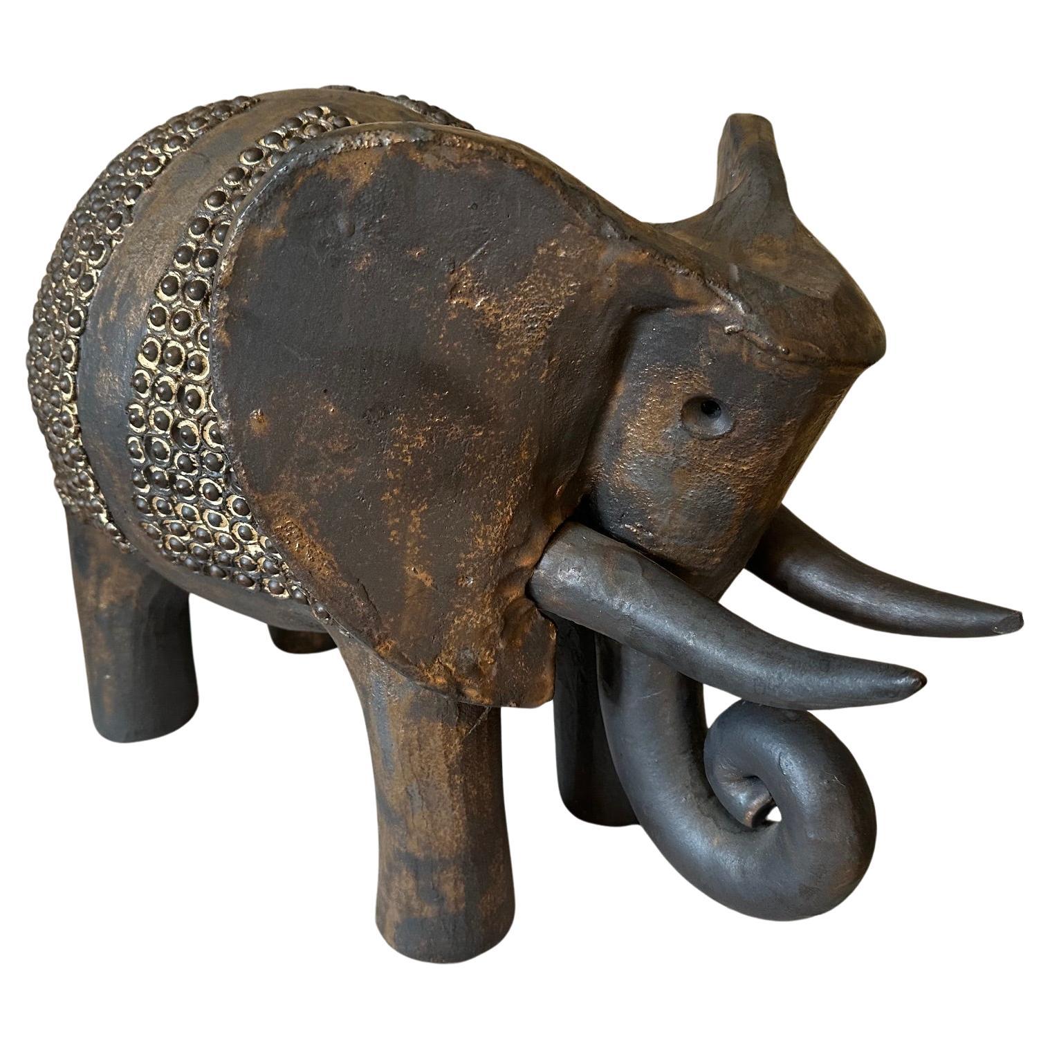 20th century French Dominique Pouchain Ceramic Big Elephant  For Sale