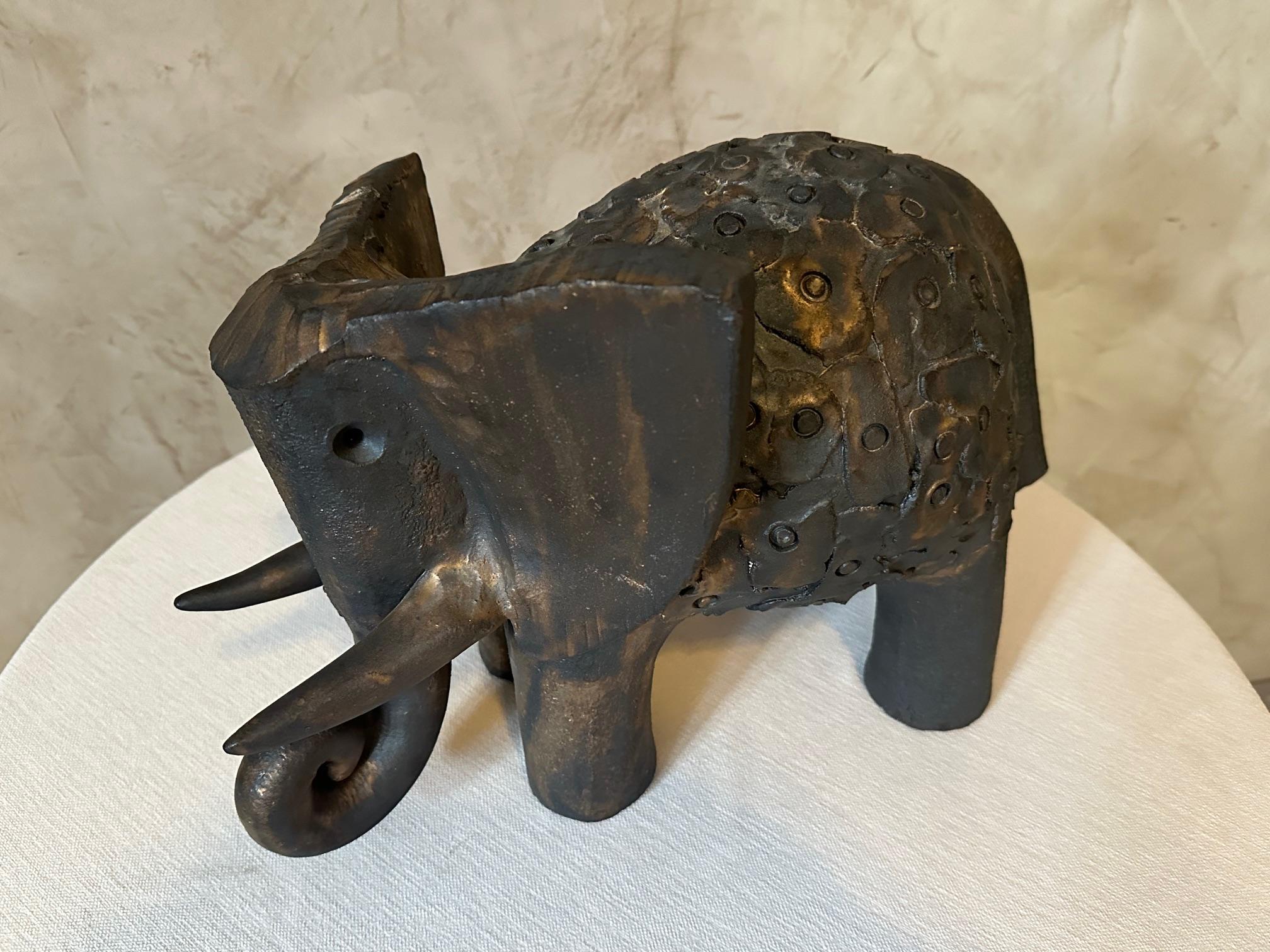 20th century French Dominique Pouchain Ceramic Elephant For Sale 6