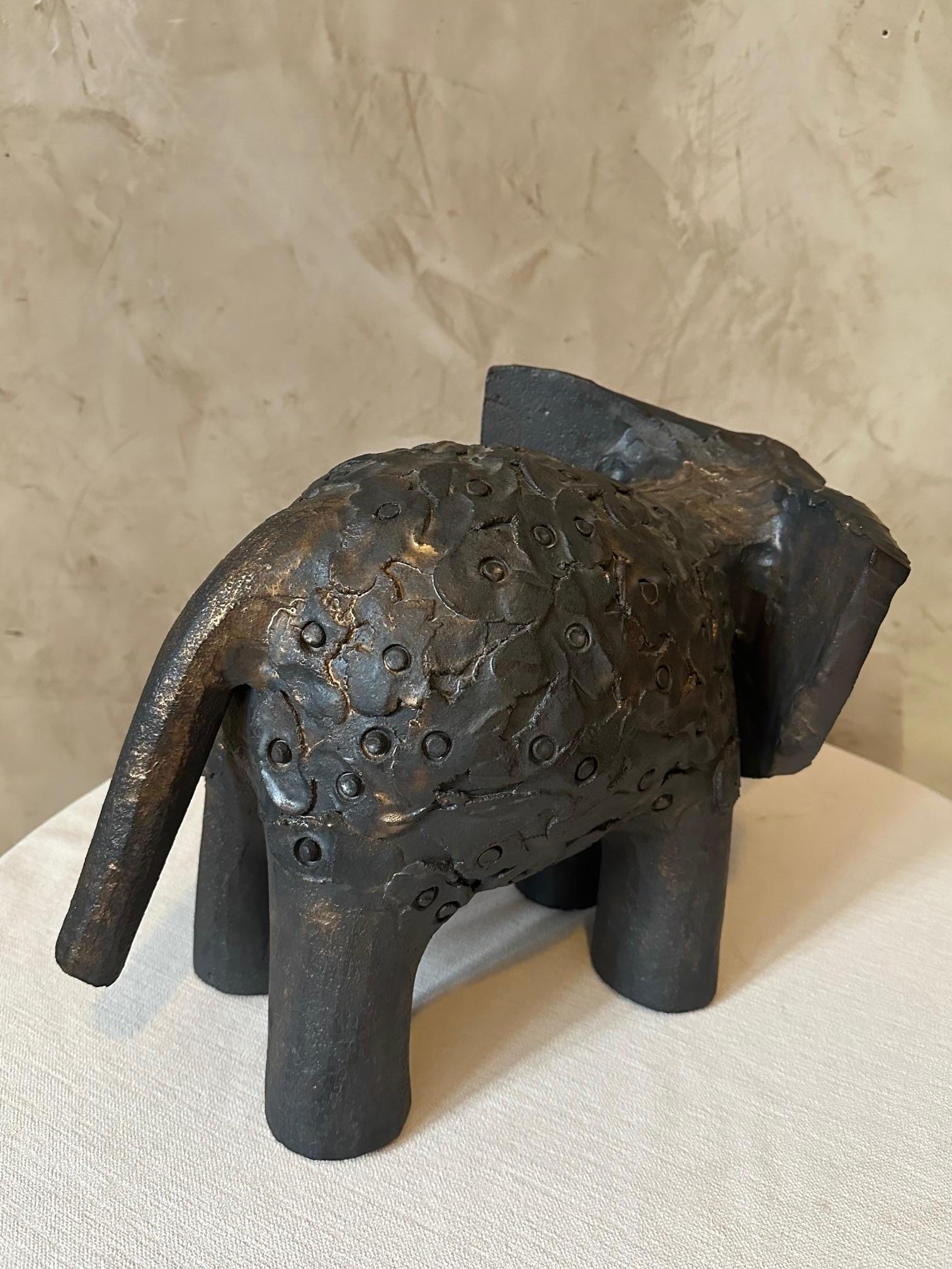 20th century French Dominique Pouchain Ceramic Elephant For Sale 8