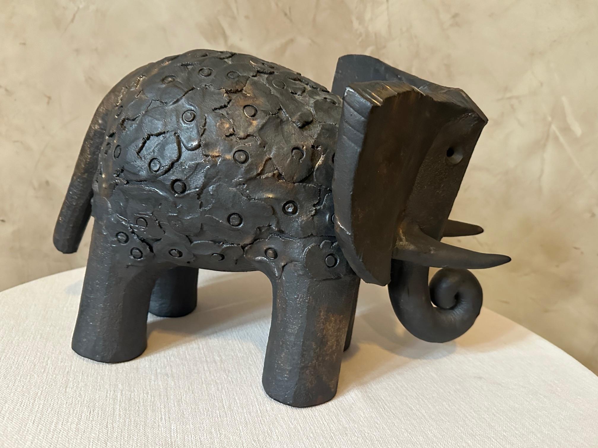 20th century French Dominique Pouchain Ceramic Elephant For Sale 9
