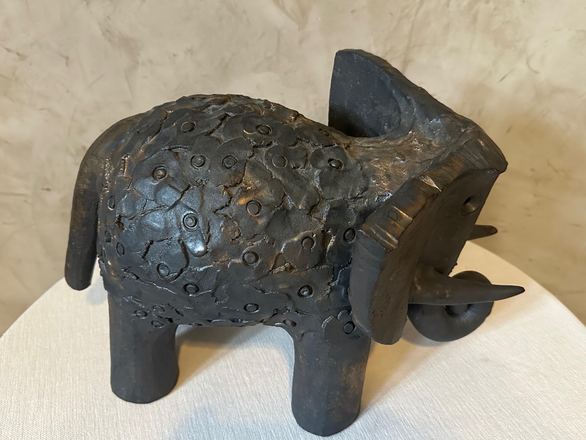 Contemporary 20th century French Dominique Pouchain Ceramic Elephant For Sale