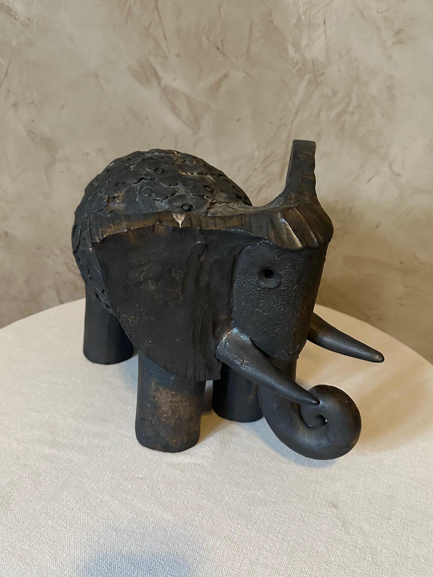 20th century French Dominique Pouchain Ceramic Elephant For Sale 1