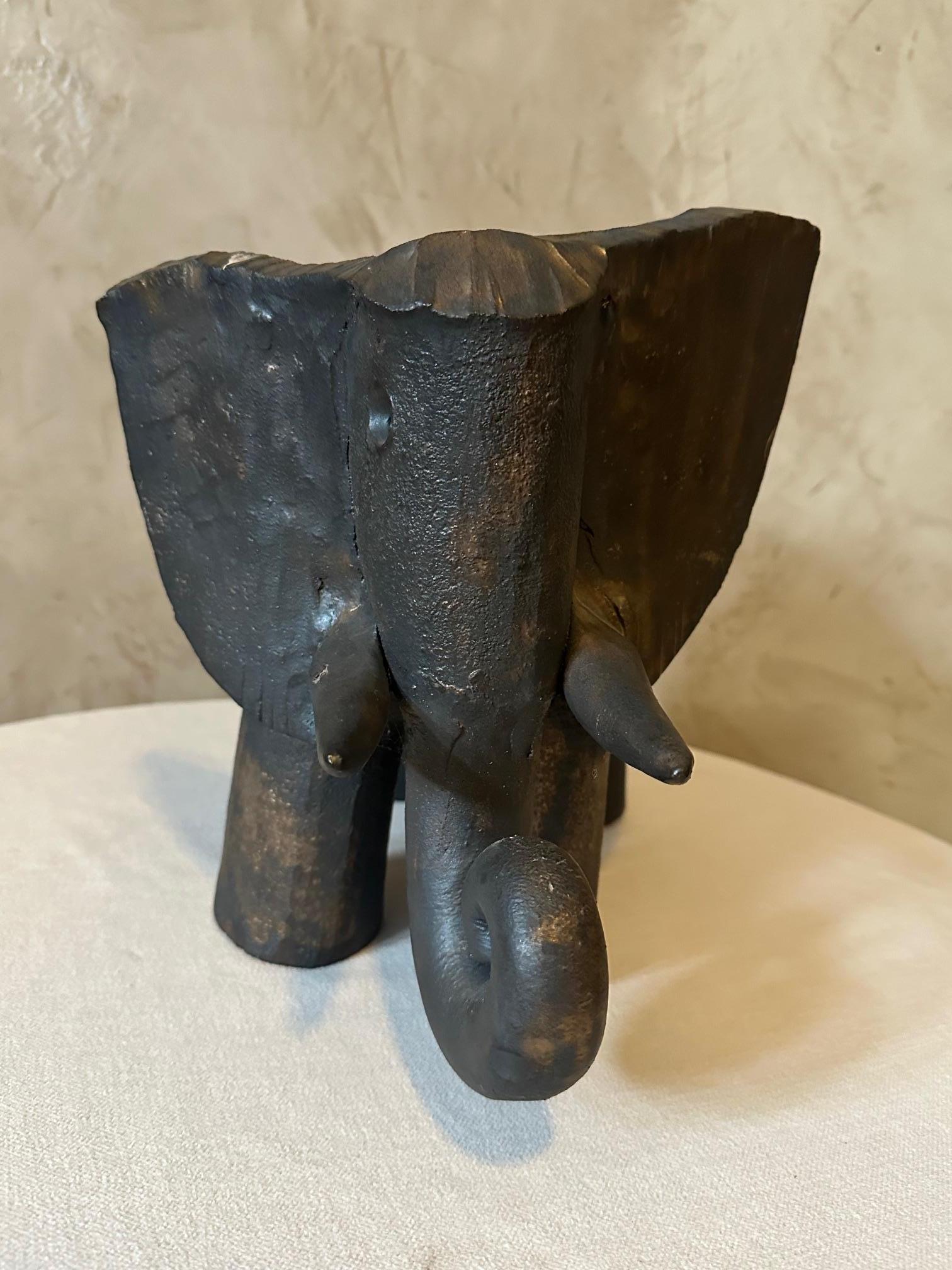 20th century French Dominique Pouchain Ceramic Elephant For Sale 3