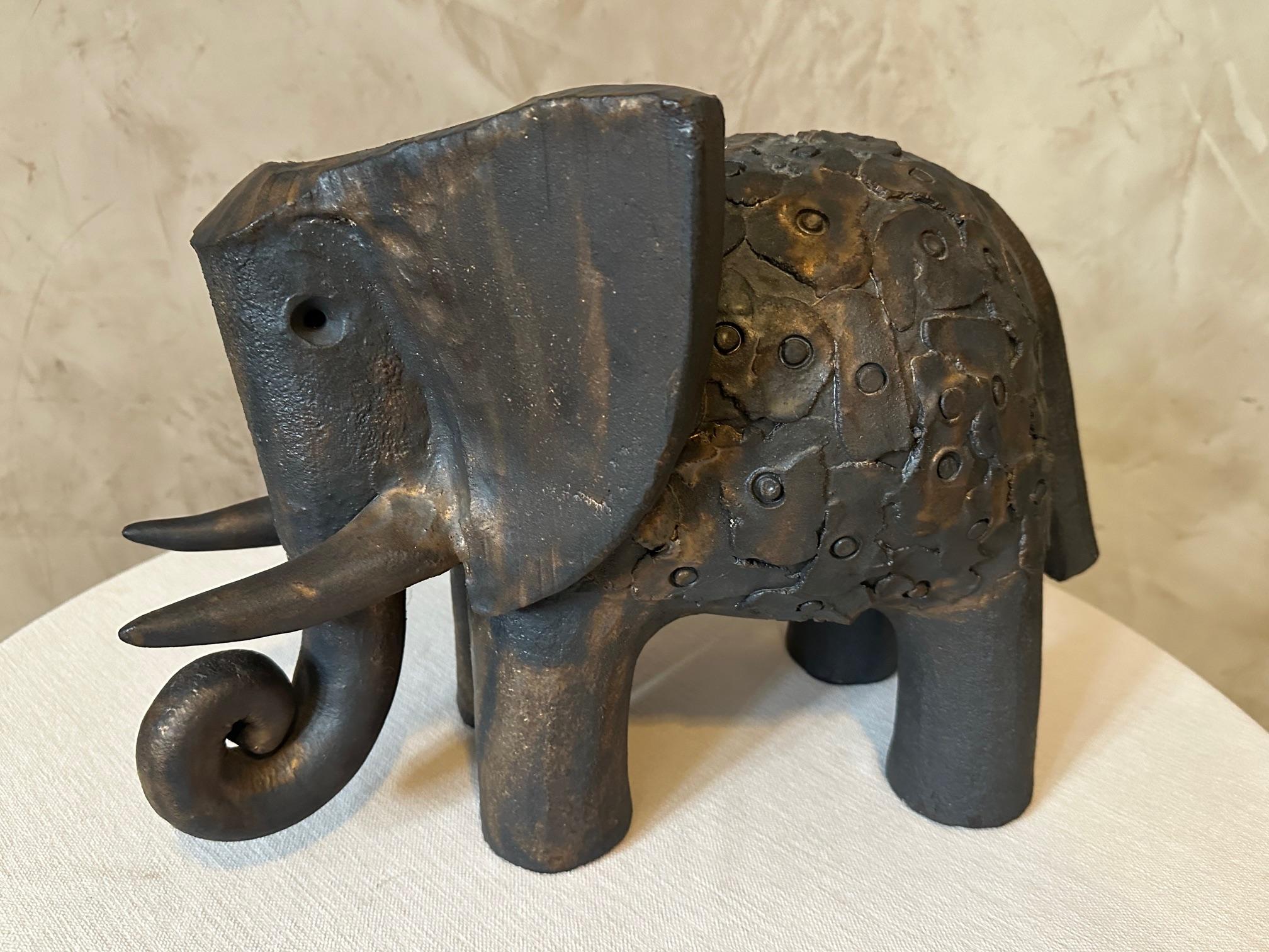 20th century French Dominique Pouchain Ceramic Elephant For Sale 4