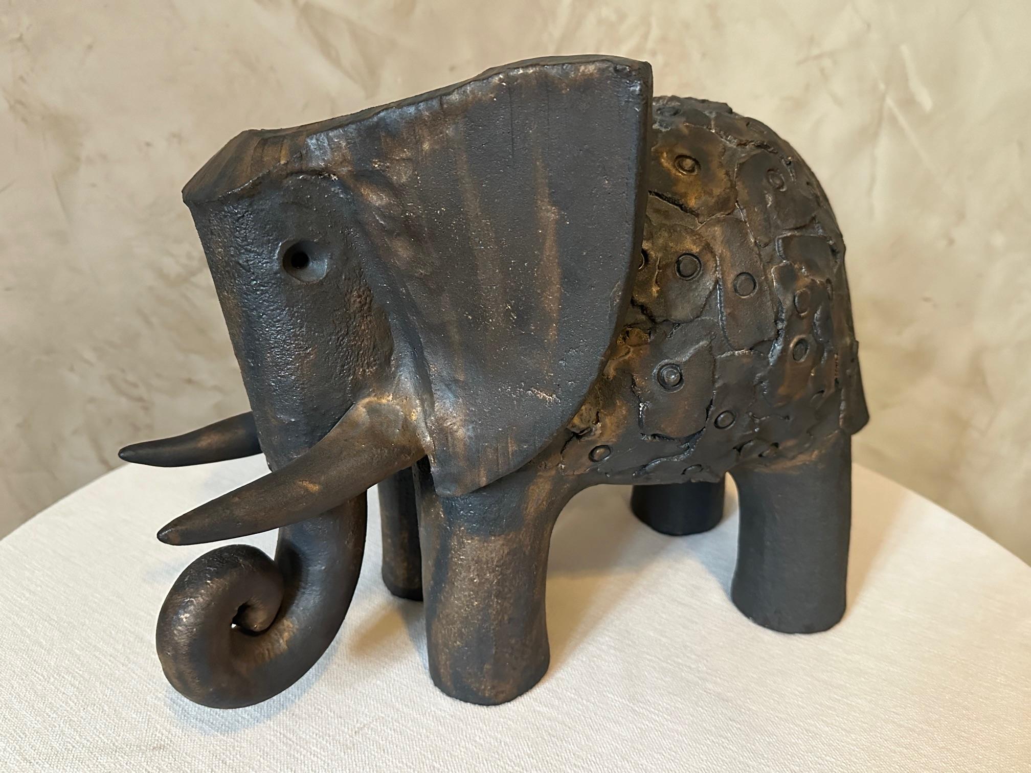 20th century French Dominique Pouchain Ceramic Elephant For Sale 5
