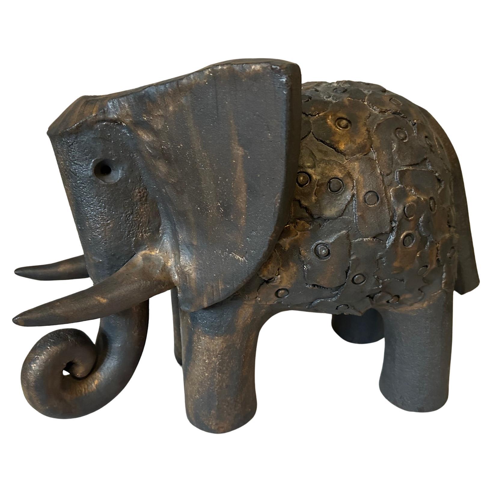 20th century French Dominique Pouchain Ceramic Elephant For Sale