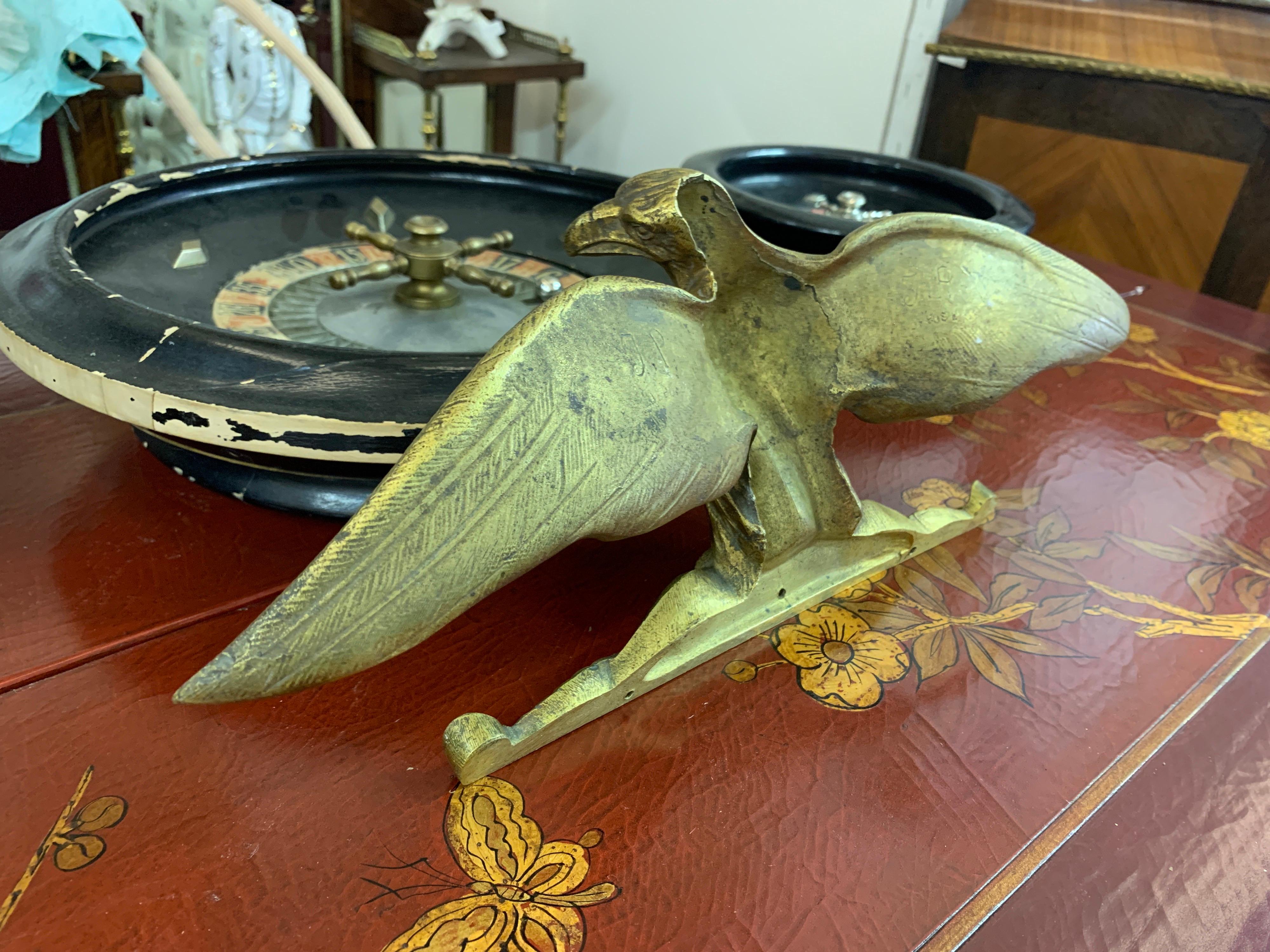 20th Century French Eagle with Spread Wings made of Bronze and Signed JP In Good Condition For Sale In Sofia, BG