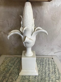 20th Century French Earthenware Corn Table Lamp, 1950s