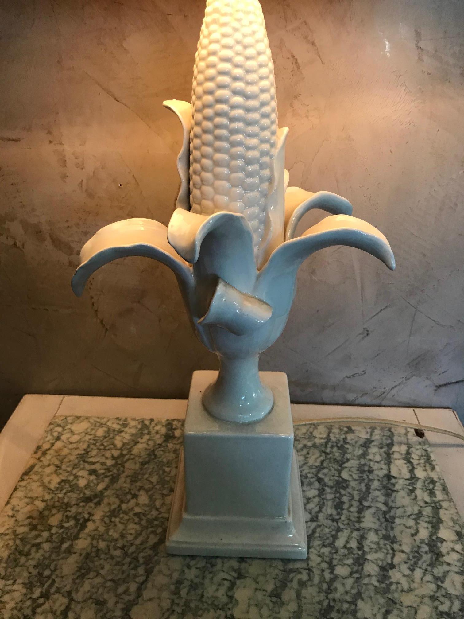 20th Century French Earthenware Corn Table Lamp, 1950s For Sale 1