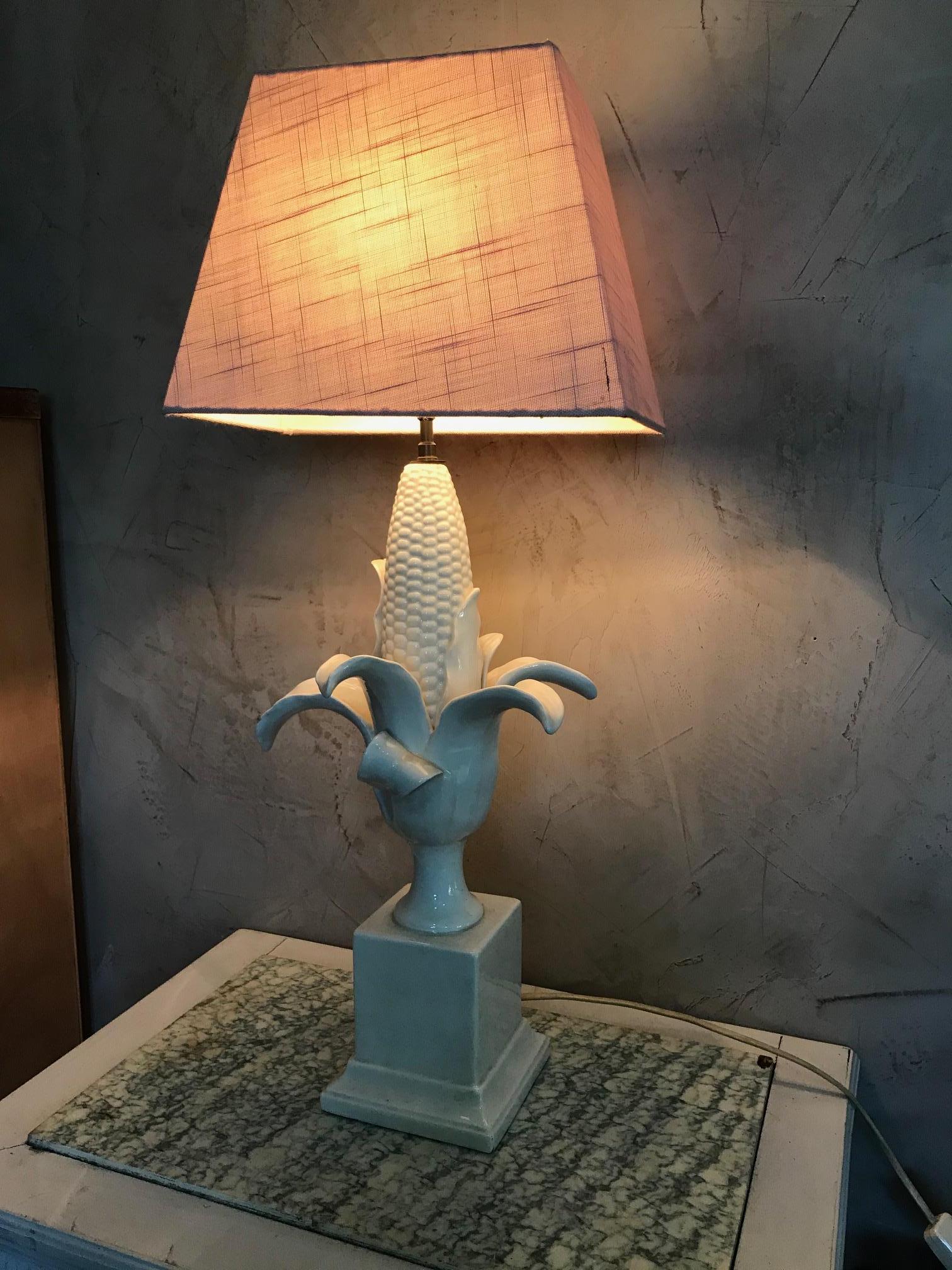 20th Century French Earthenware Corn Table Lamp, 1950s For Sale 2