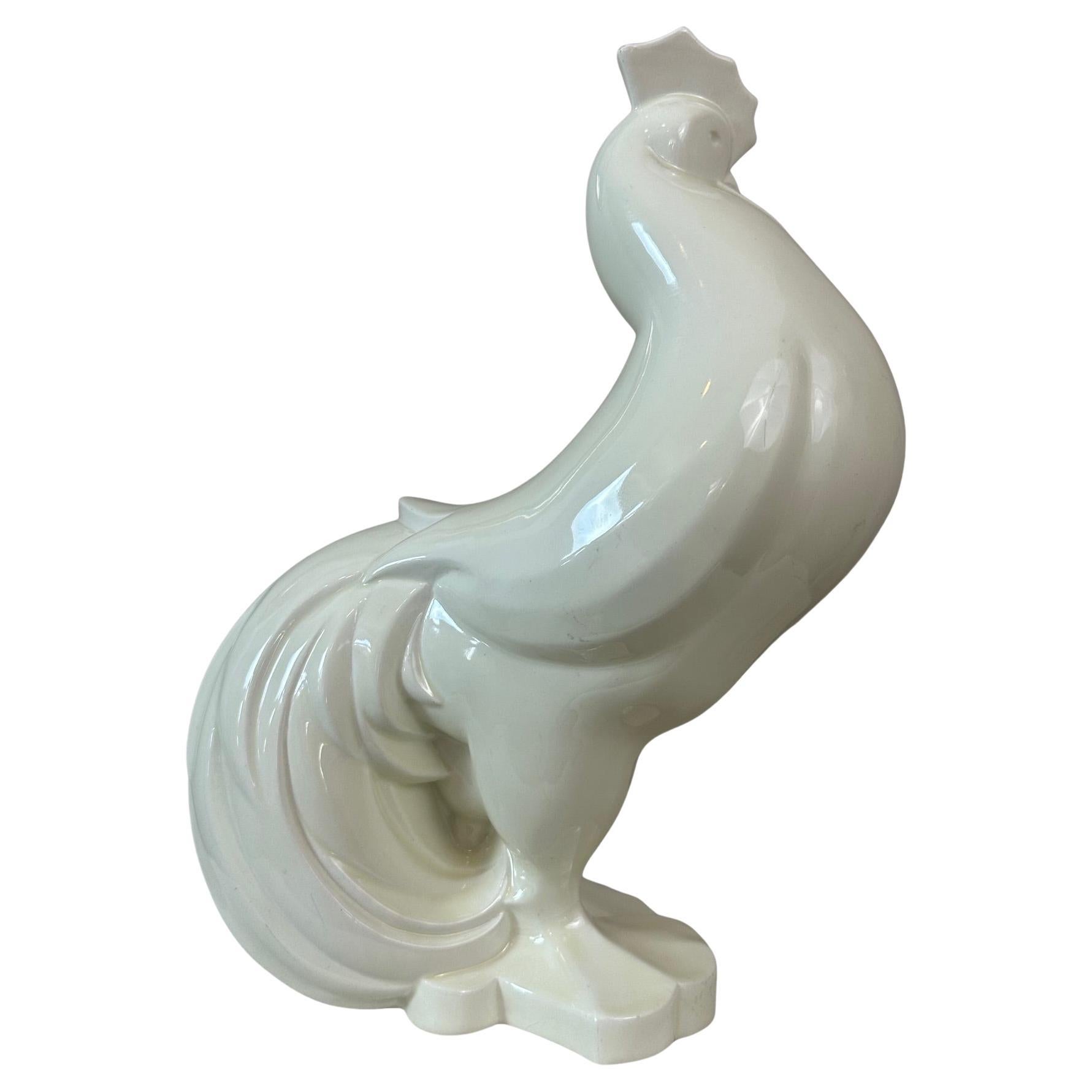20th century French Earthenware Jacques Adnet Rooster Sculpture, 1930s