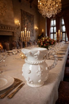 20th century French Emile Tessier White Eartenware Pitcher, 1950s