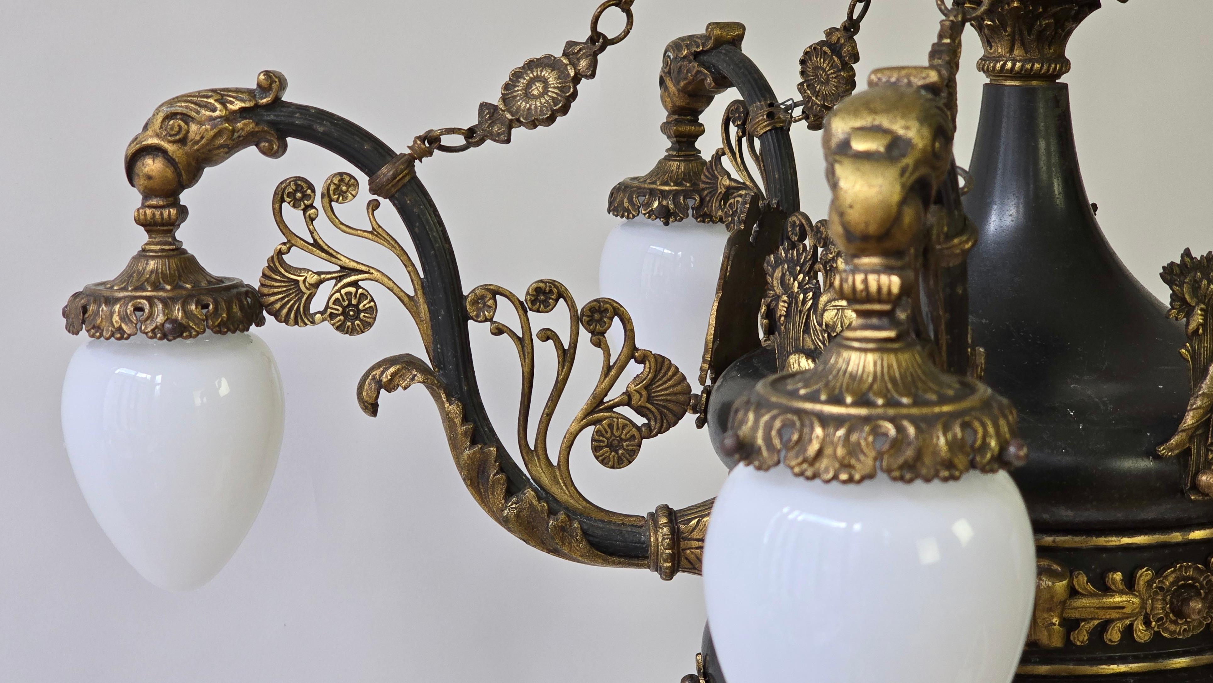 Lampadario a 5 luci Impero francese del XX secolo in vendita 3