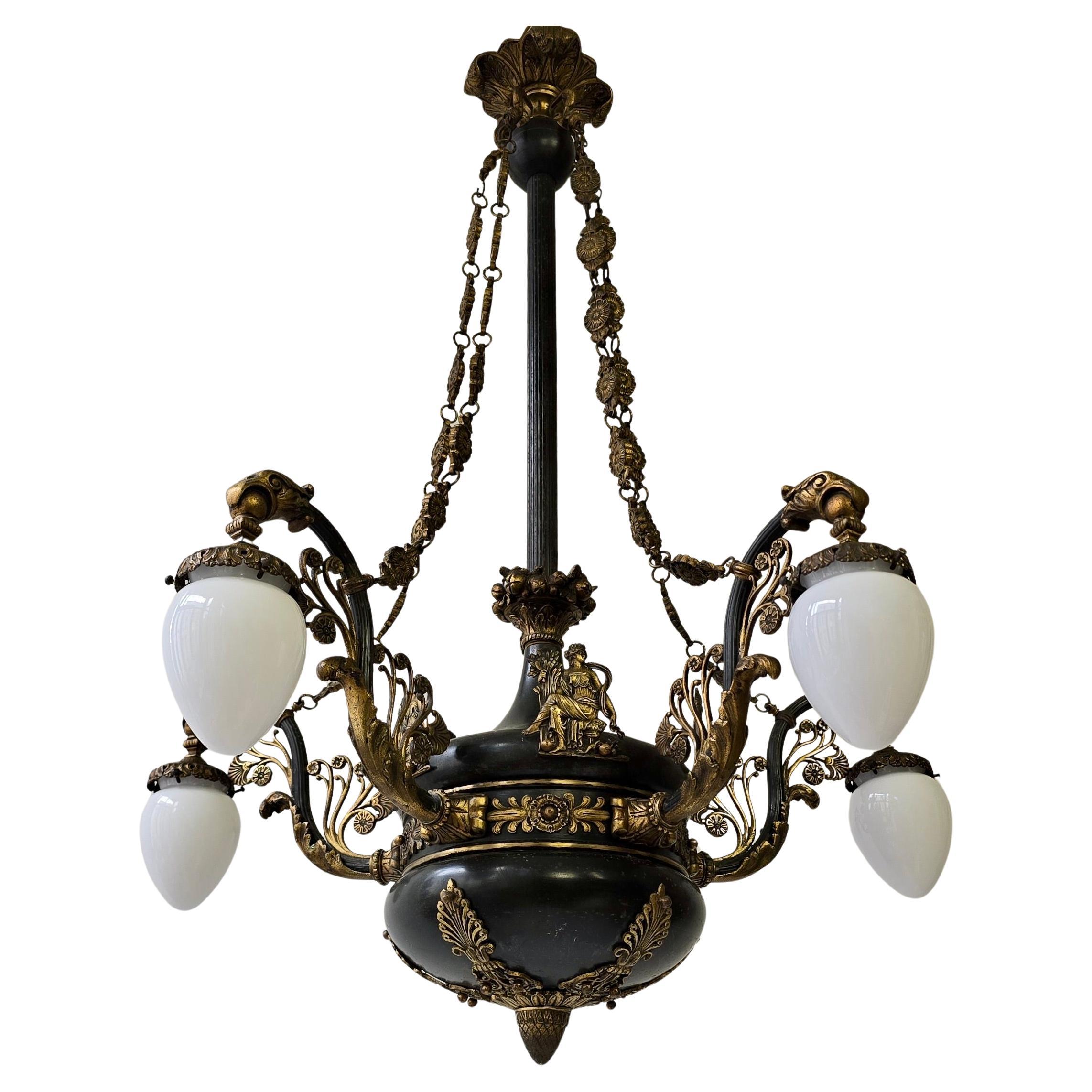 20th Century French Empire 5 Light Chandelier