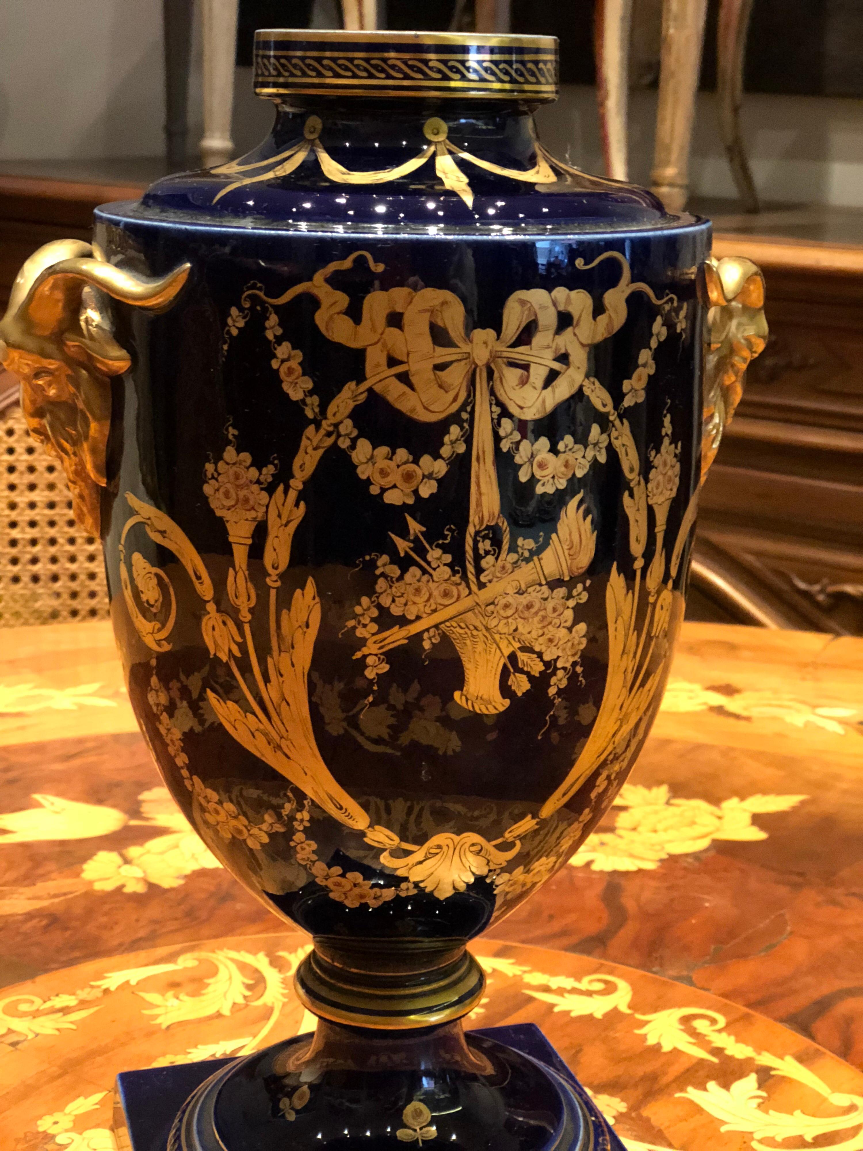 gold urn vase