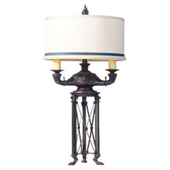 20th Century French Empire Bronze Lamp