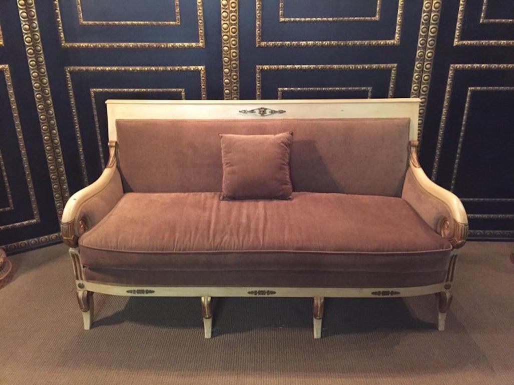 Französischer Empire-Salon Ameublement des 20. Jahrhunderts mit zwei Sesseln im Angebot 6