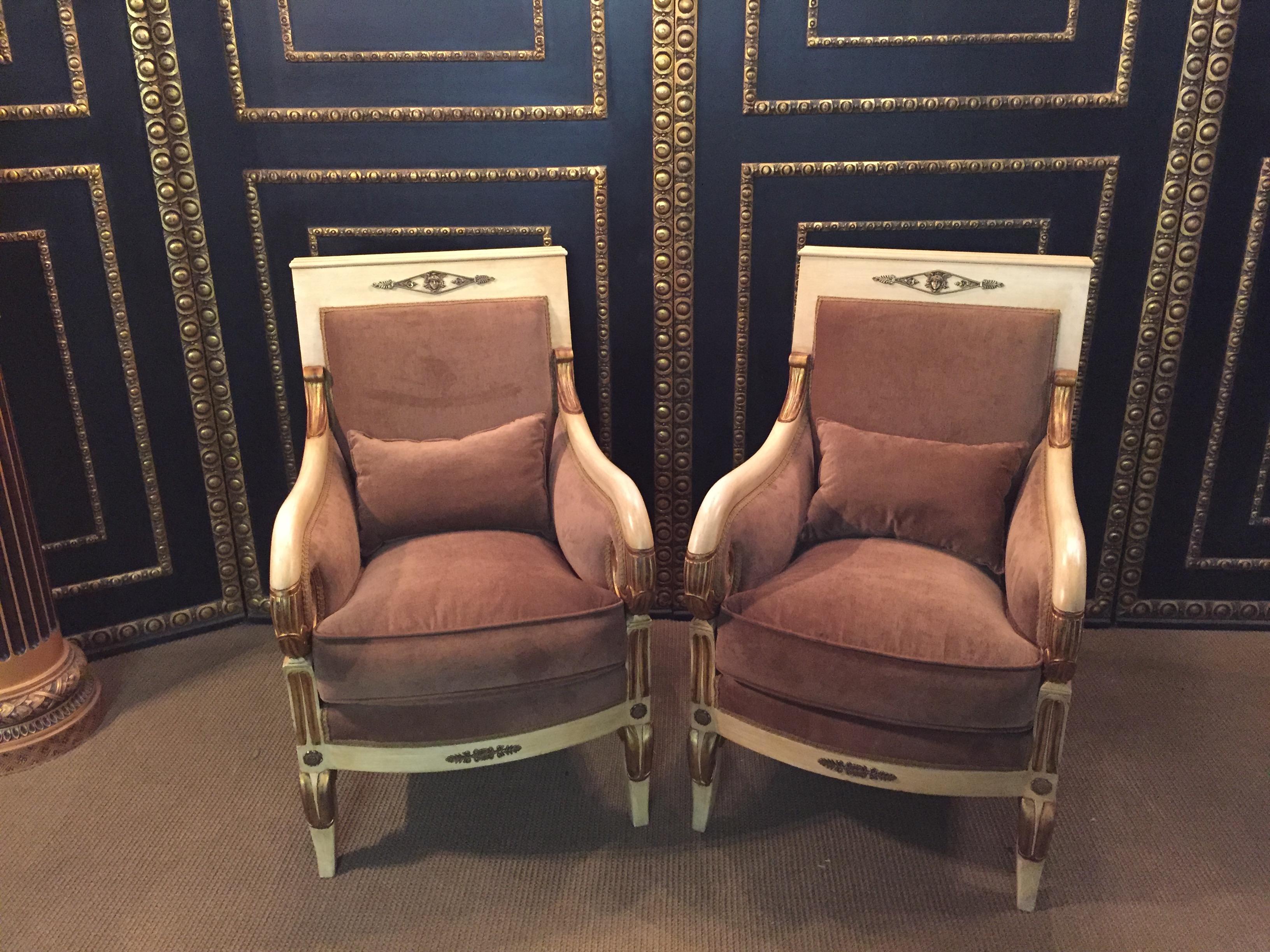 20th Century French Empire Salon Ameublement with Two Armchairs 8