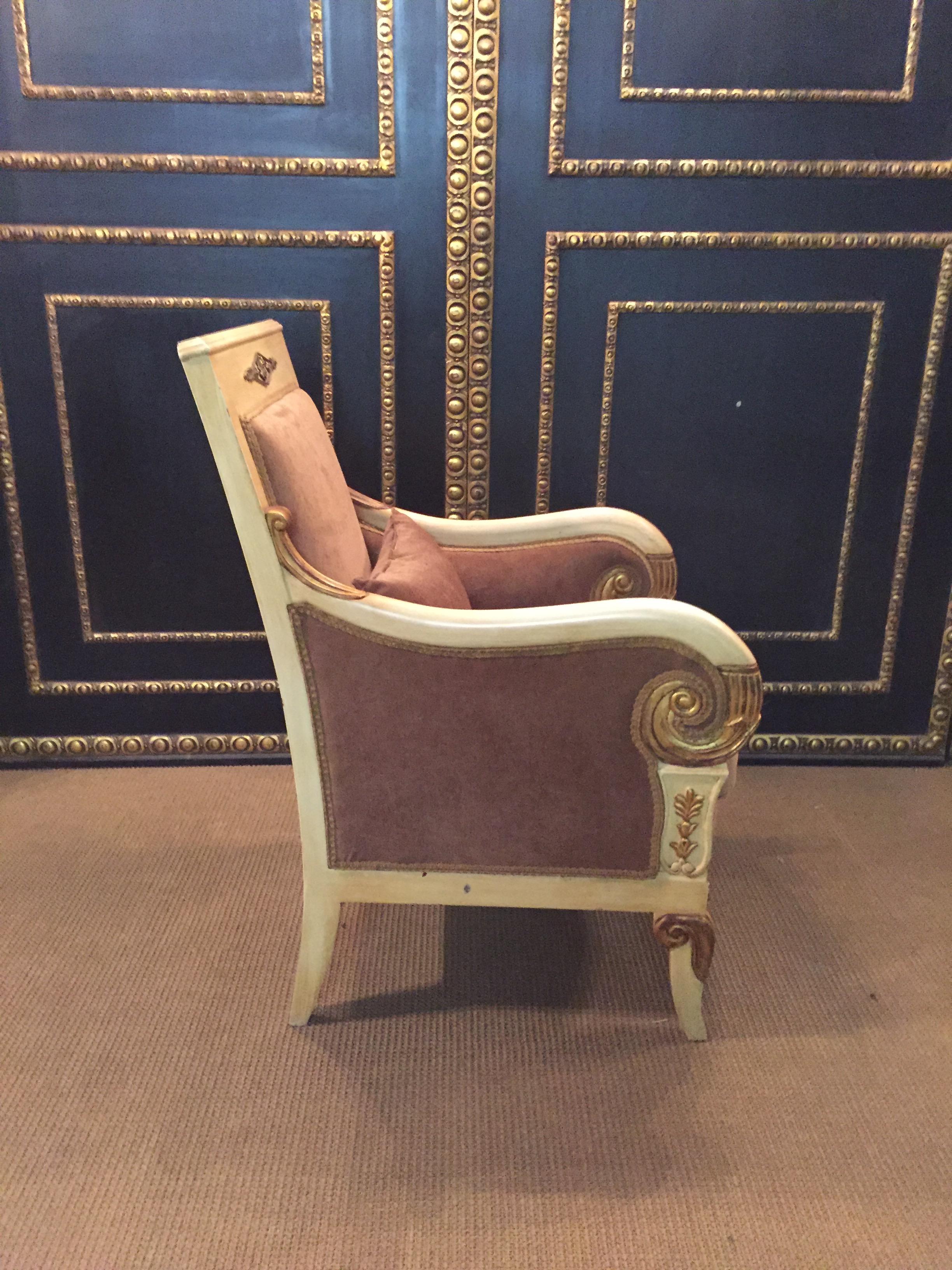 Antike des 20. Jahrhunderts  Französisch Empire Salon Ameublement mit zwei Sesseln geschnitzt im Angebot 9