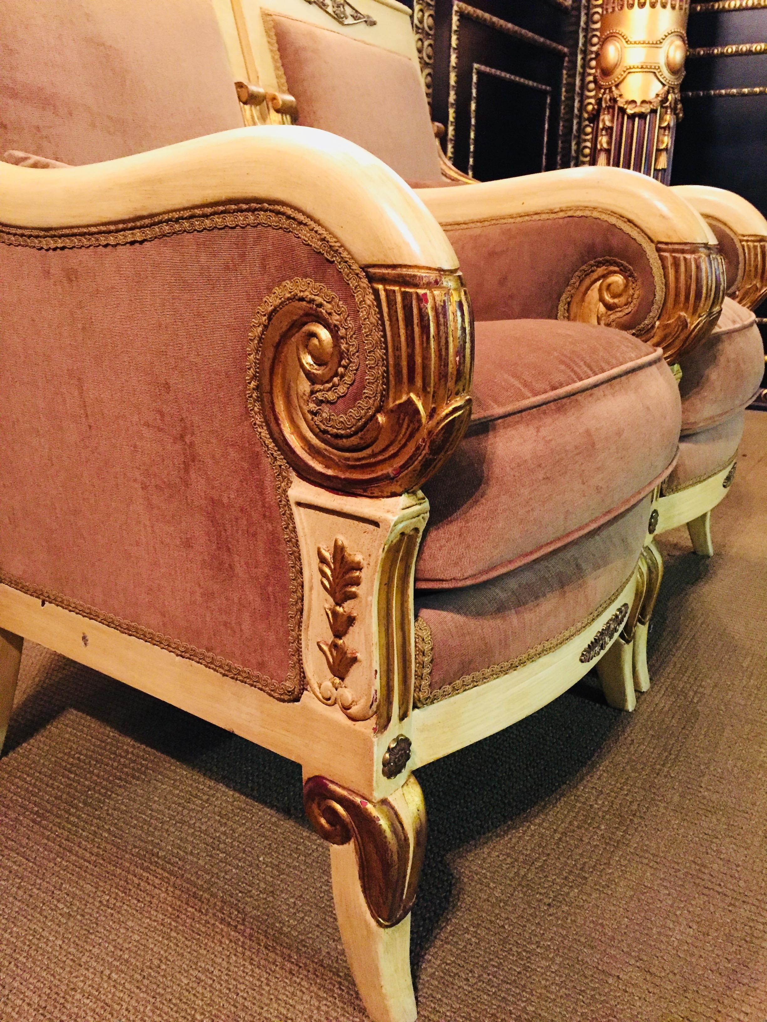 Antiquités du 20e siècle  Salon Empire français avec deux fauteuils sculptés en vente 8