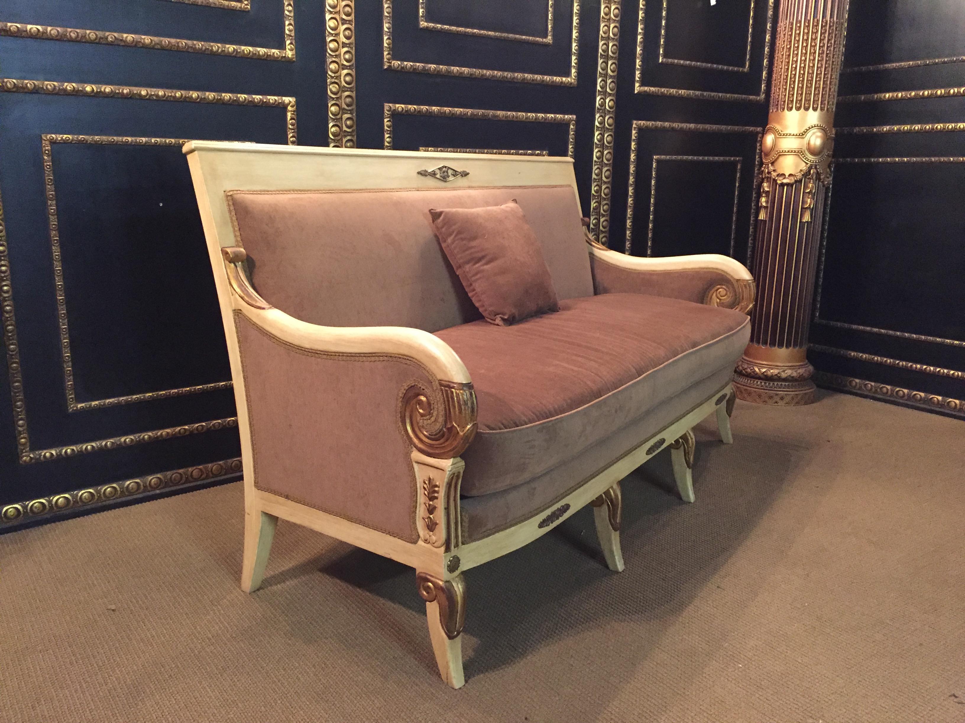 Hêtre Antiquités du 20e siècle  Salon Empire français avec deux fauteuils sculptés en vente