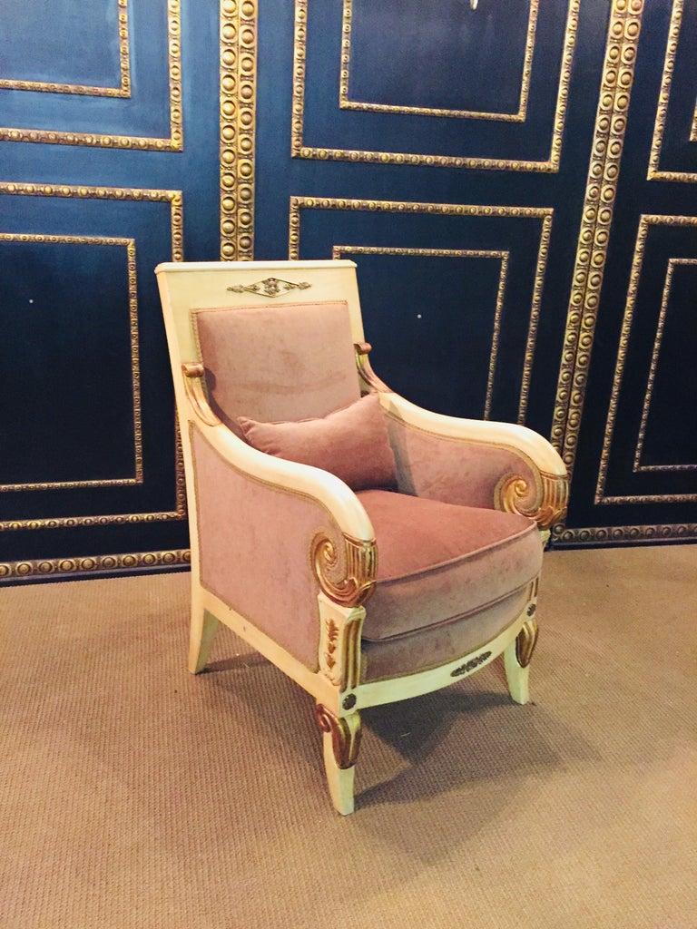 Hêtre Salon Empire français du 20ème siècle en améthyste avec deux fauteuils en vente
