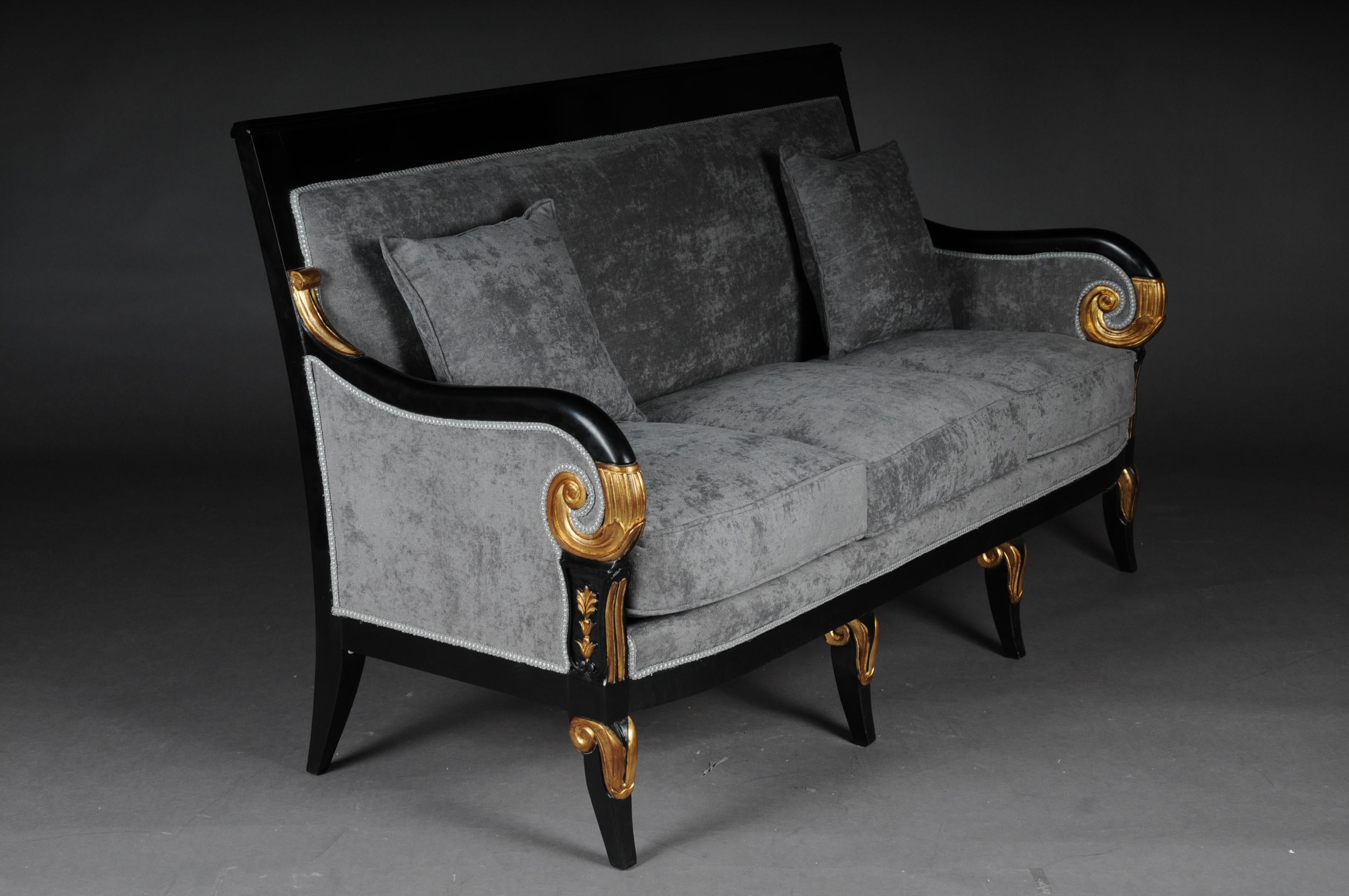 Ebonized 20th Century French Empire Salon Garniture Living Room Set