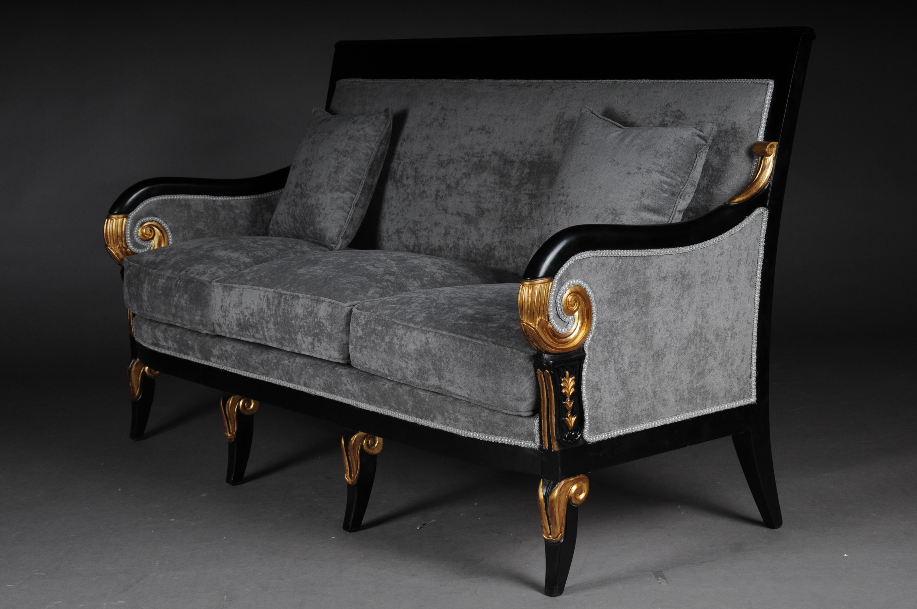 20th Century French Empire Salon Sofa/Couch, Black For Sale 4