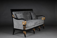 20th Century French Empire Salon Sofa/Couch, Black