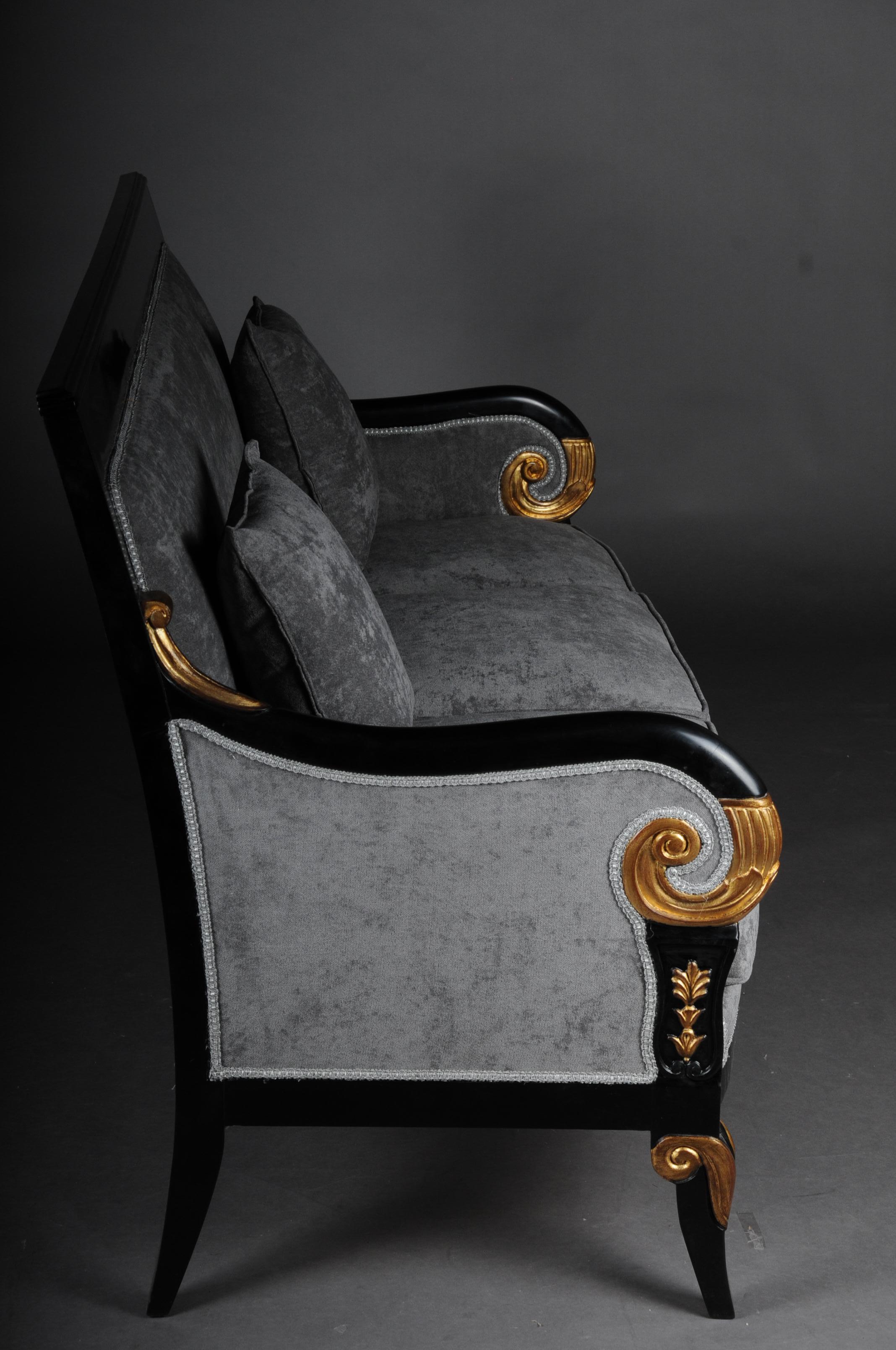 Französisches Empire-Salon-Sofa/Couch des 20. Jahrhunderts, schwarz (Ebonisiert) im Angebot