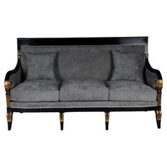 Vintage 20th Century French Empire Salon Sofa/Couch, Black