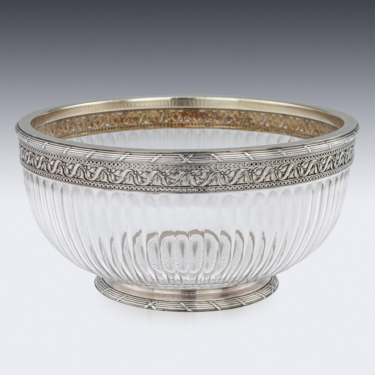 20th Century French Empire Solid Silver & Glass Bowl, Paris, c.1900 In Good Condition For Sale In Royal Tunbridge Wells, Kent