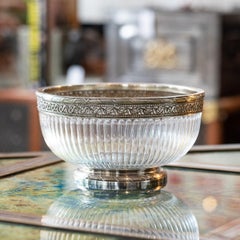 20th Century French Empire Solid Silver & Glass Bowl, Paris, c.1900