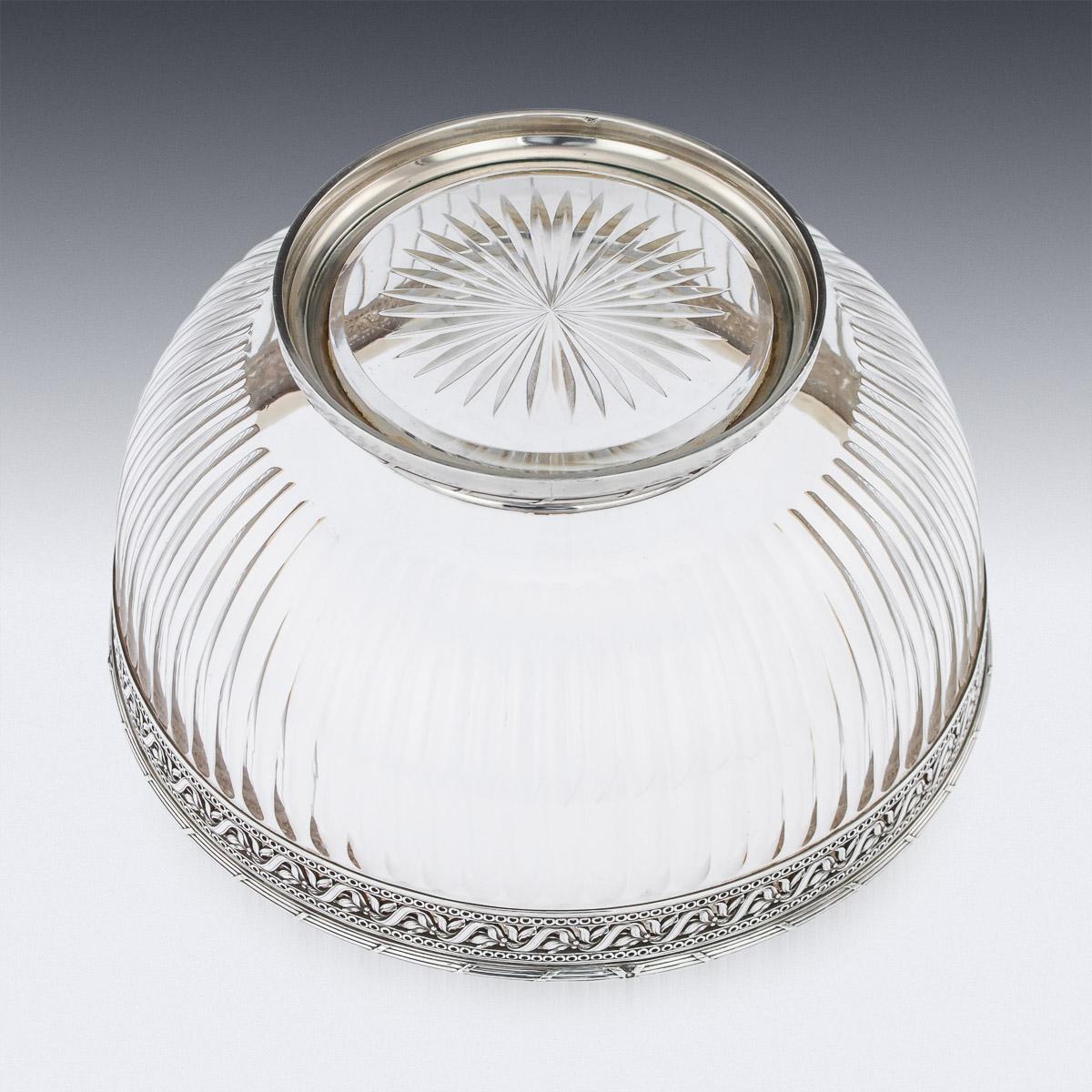 20th Century French Empire Solid Silver & Glass Bowl, Paris, c.1900 For Sale 2