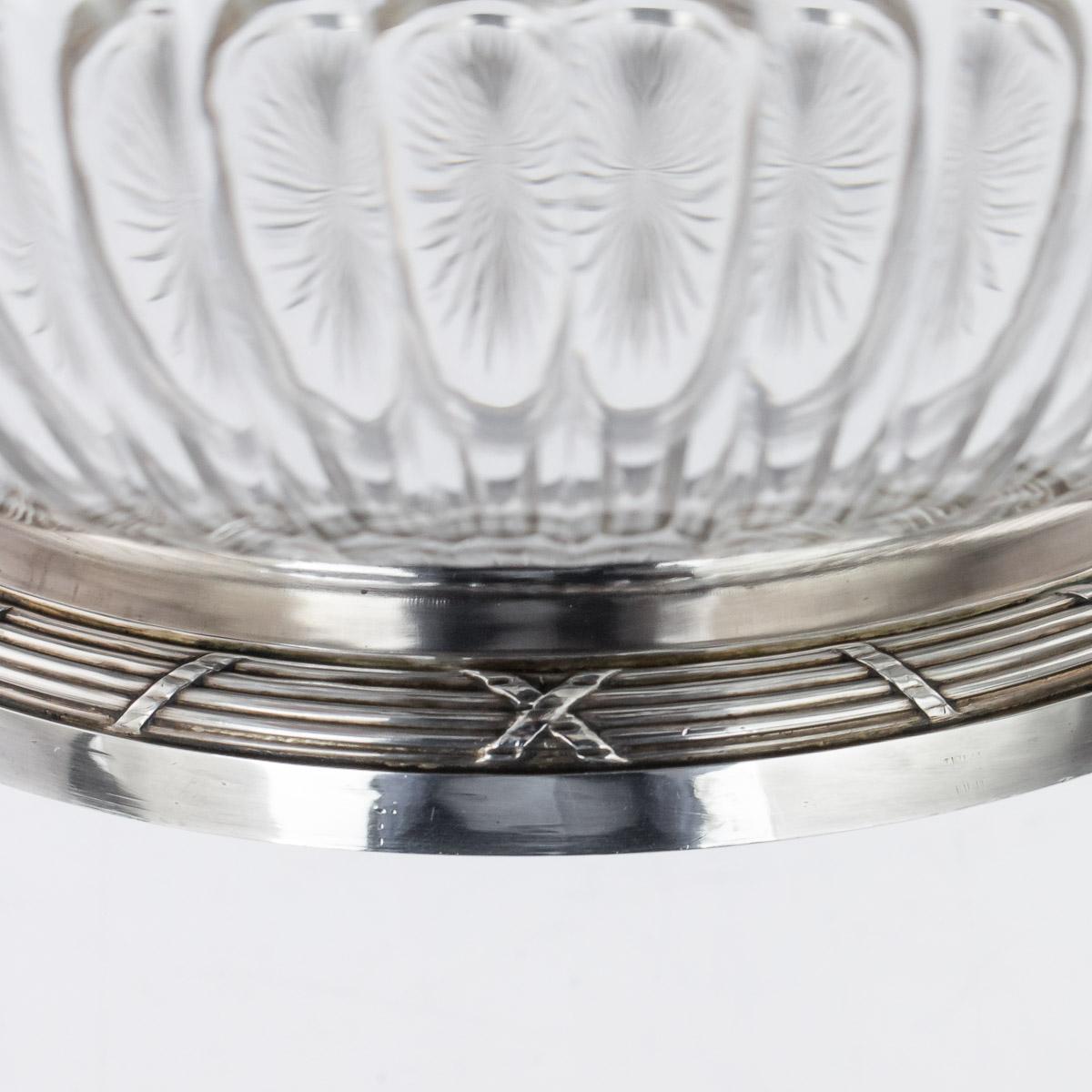 20th Century French Empire Solid Silver & Glass Bowl, Paris, c.1900 For Sale 3