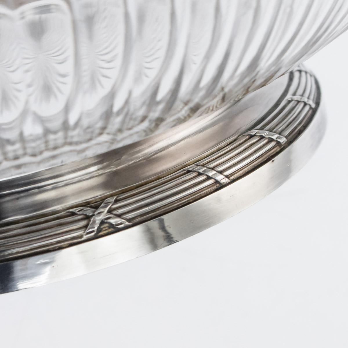 20th Century French Empire Solid Silver & Glass Bowl, Paris, c.1900 For Sale 4