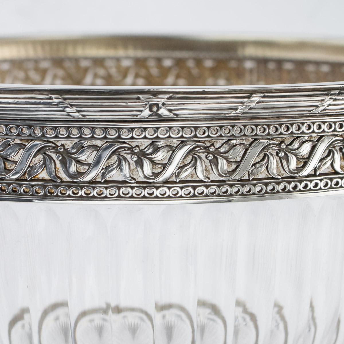 20th Century French Empire Solid Silver & Glass Bowl, Paris, c.1900 For Sale 7