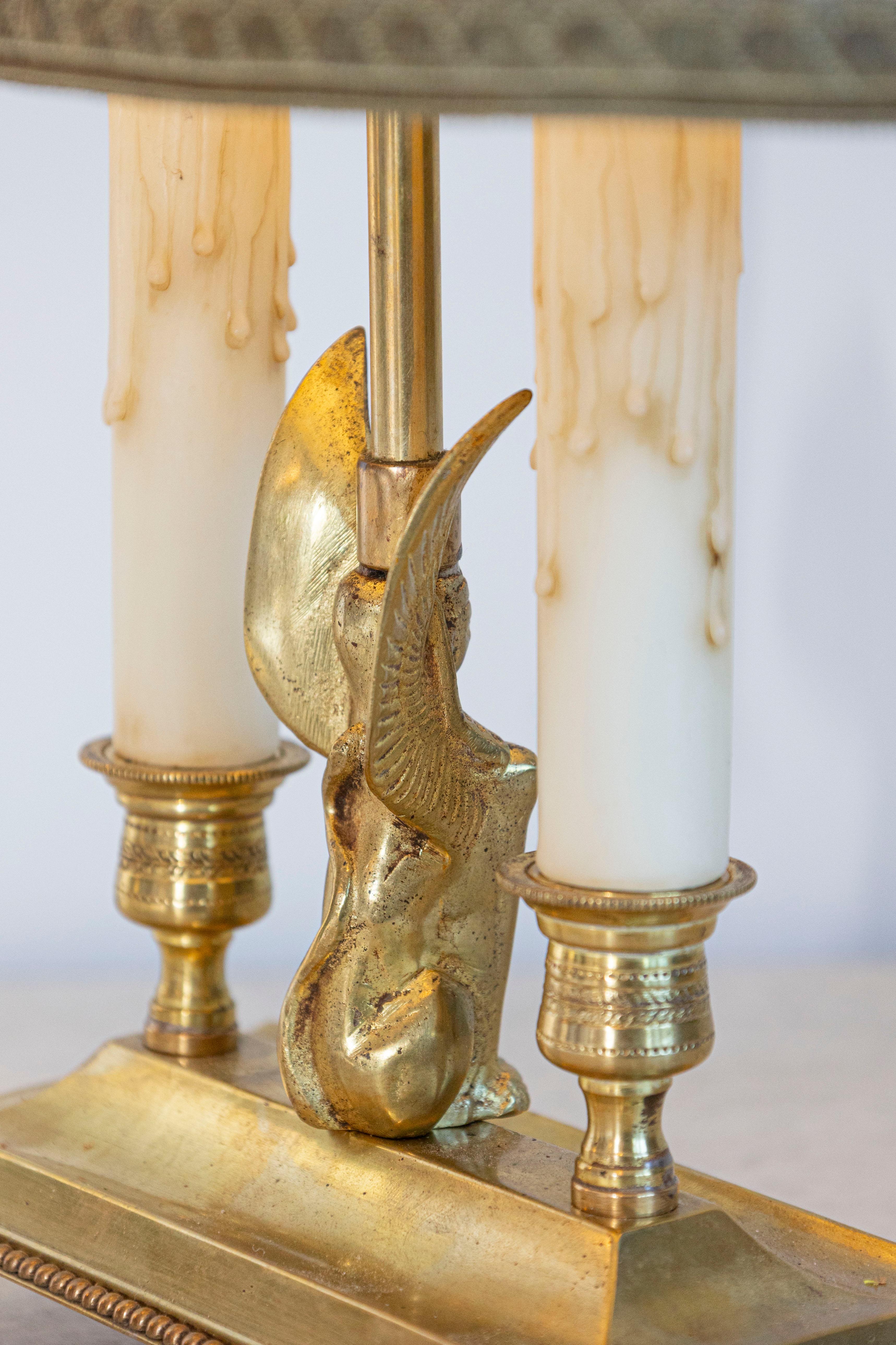Lampe Bouillotte de style Empire français du 20e siècle avec motif de sphinx en vente 1