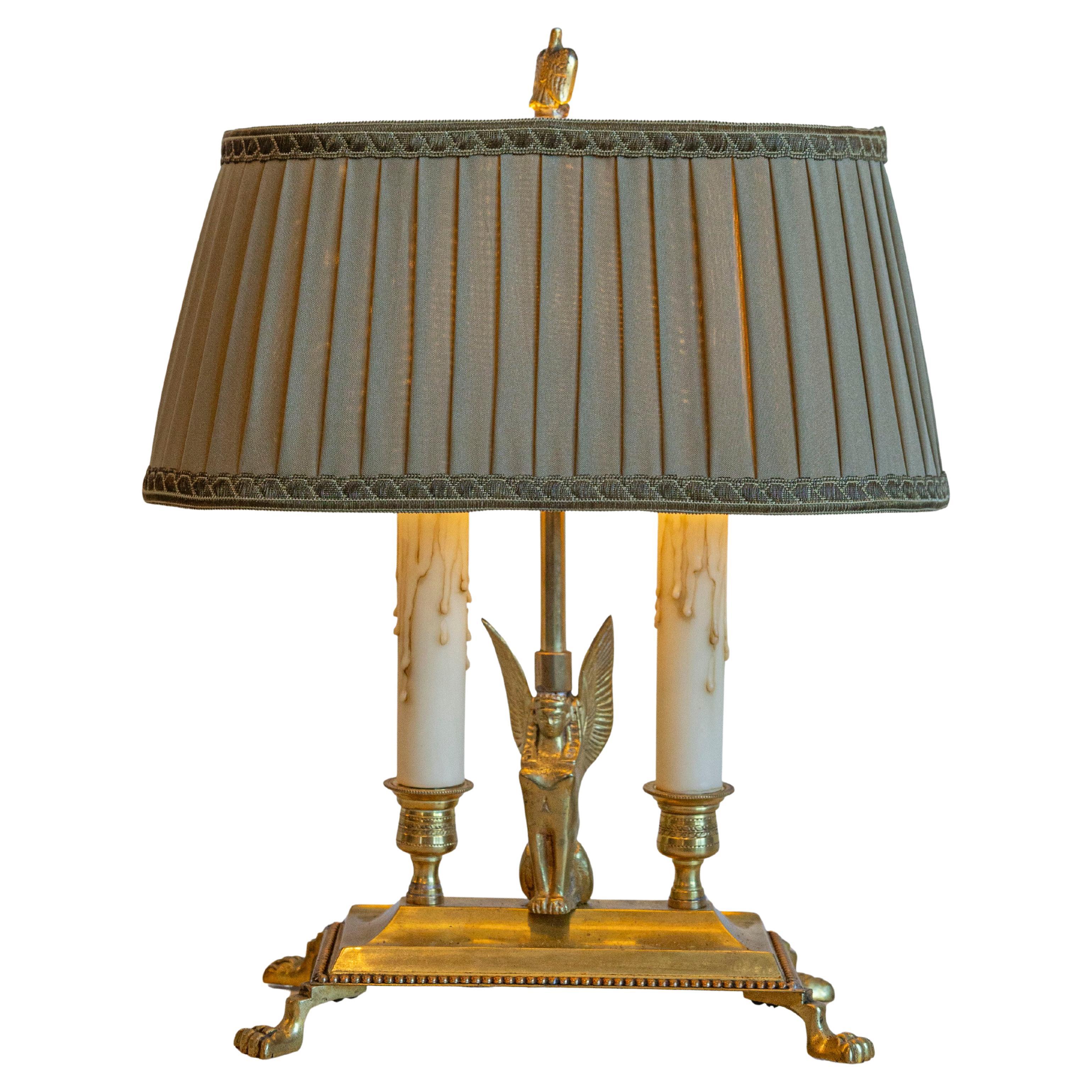 20th Century French Empire-Style Bouillotte Lamp with Sphinx Motif