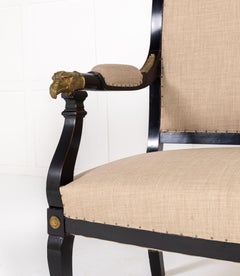 20th Century French Empire Style Ebonised Sofa