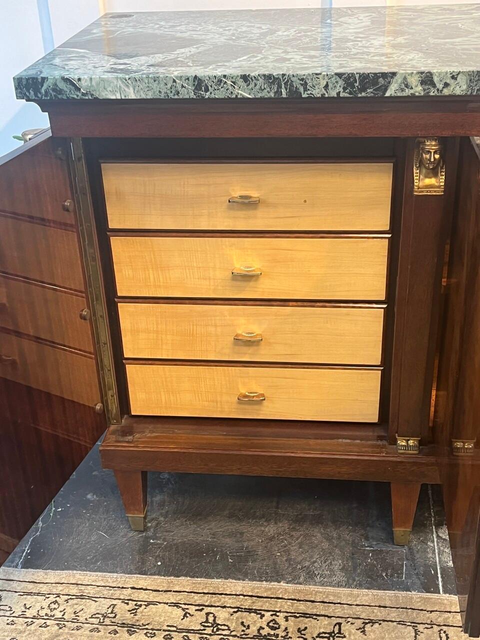 20th Century French Empire Style Enfilade w/ Verde Marble Top 5