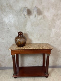 20th century French Empire Style Marbre and Cherrywood Console Table, 1980s