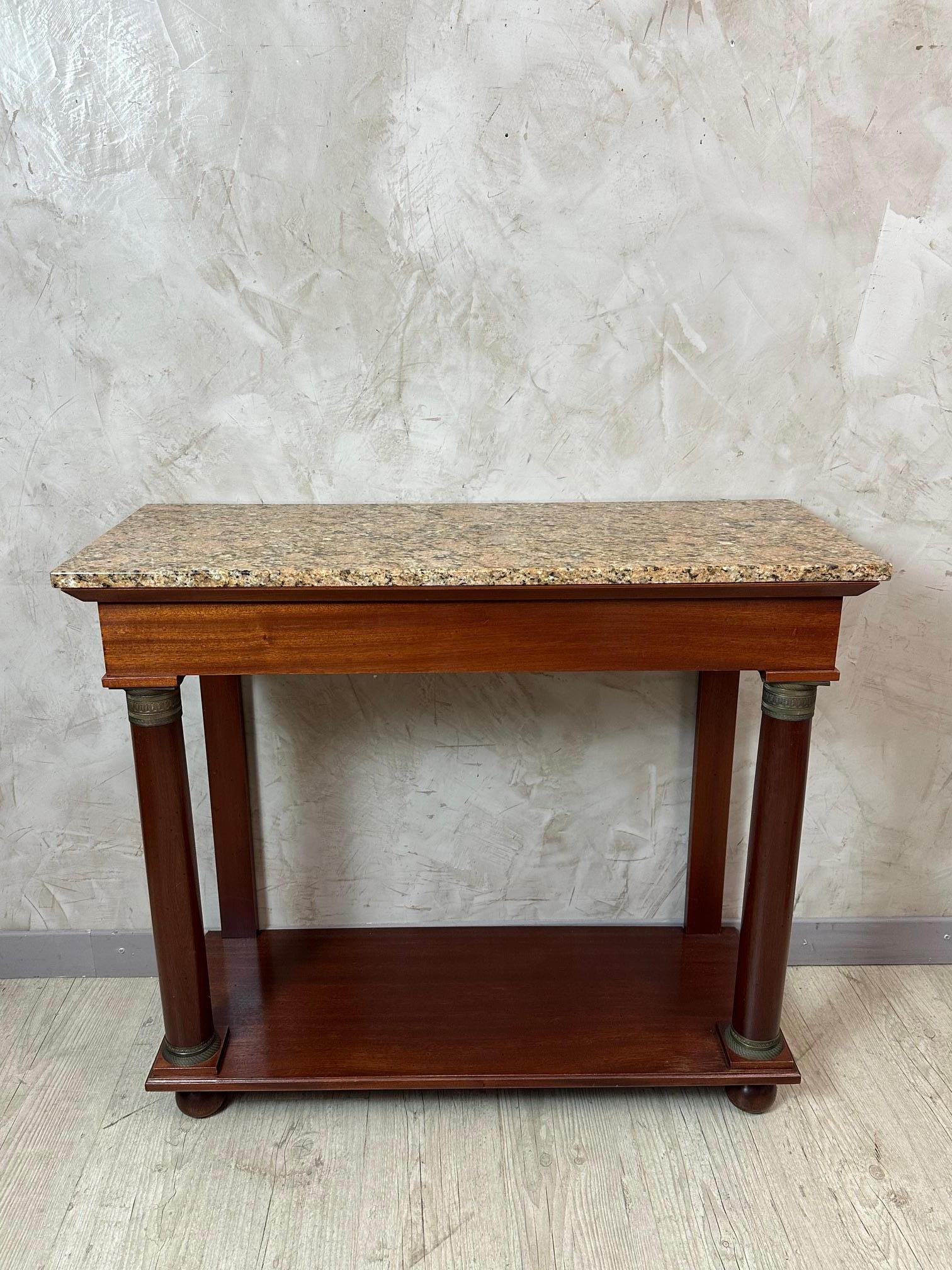 Mesa Consola de Marbre y Cerezo Estilo Imperio Francés S. XX, Años 80 en Bueno estado para la venta en LEGNY, FR