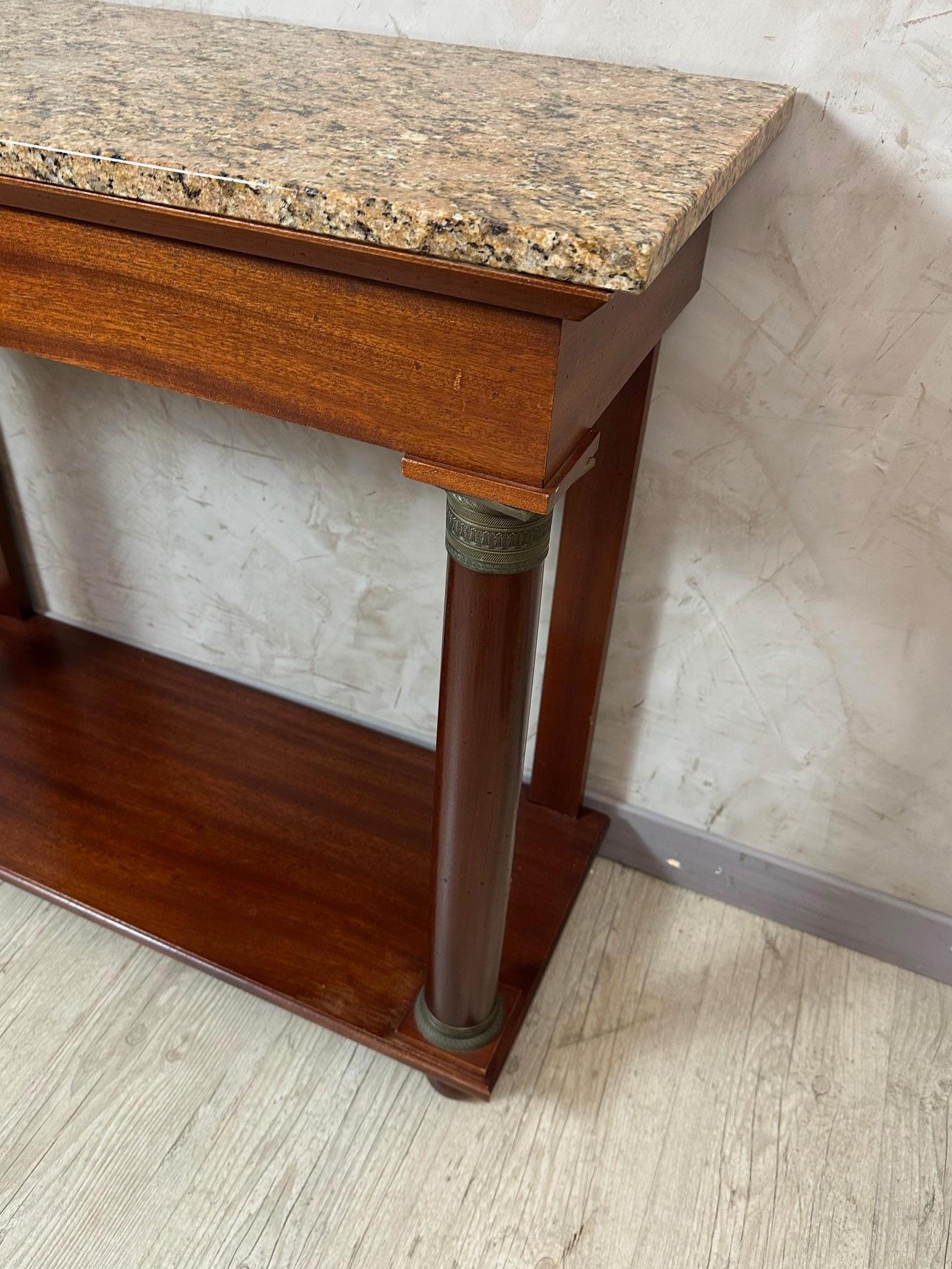 Mesa Consola de Marbre y Cerezo Estilo Imperio Francés S. XX, Años 80 finales del siglo XX en venta
