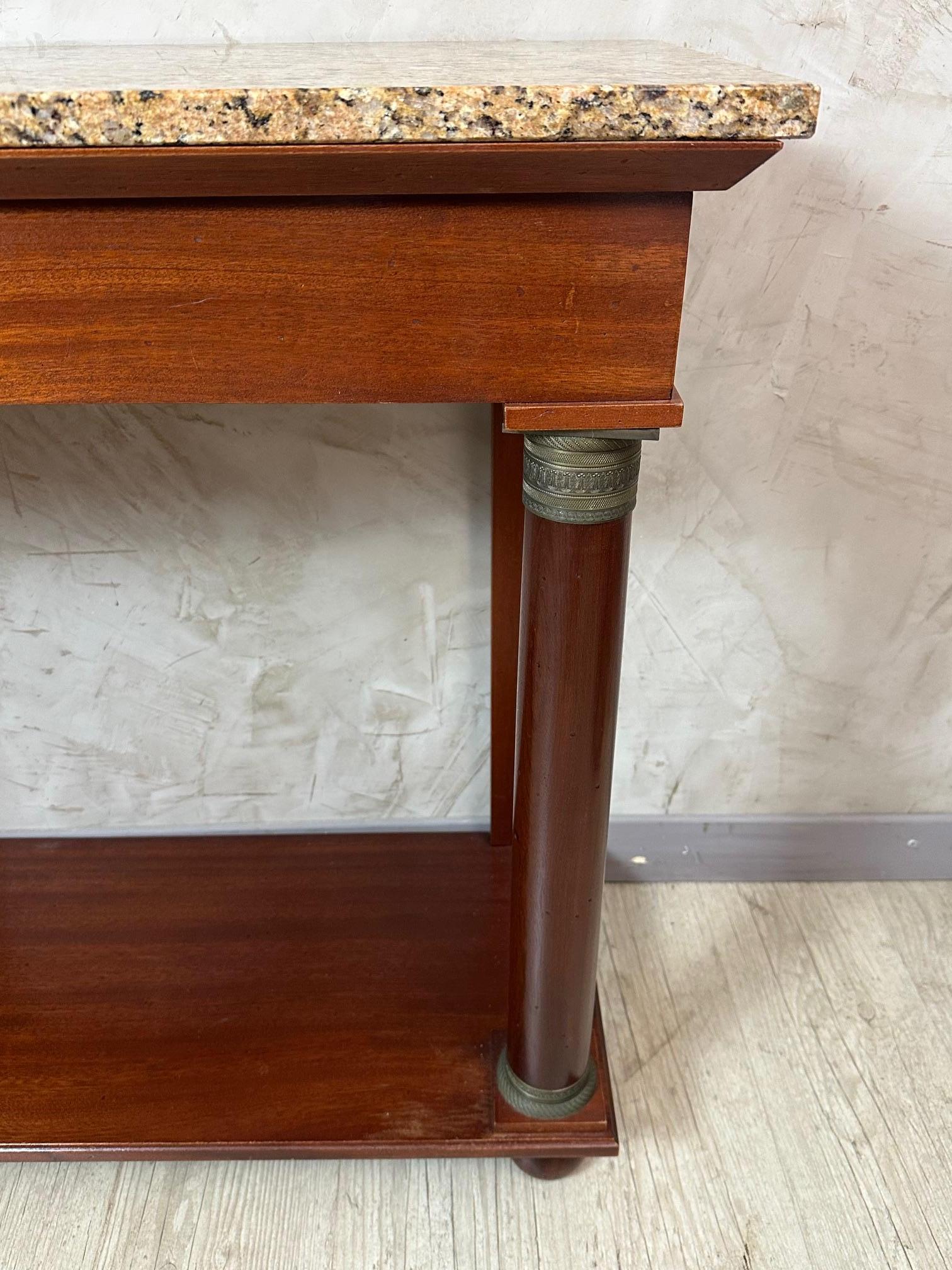 Mesa Consola de Marbre y Cerezo Estilo Imperio Francés S. XX, Años 80 Mármol en venta