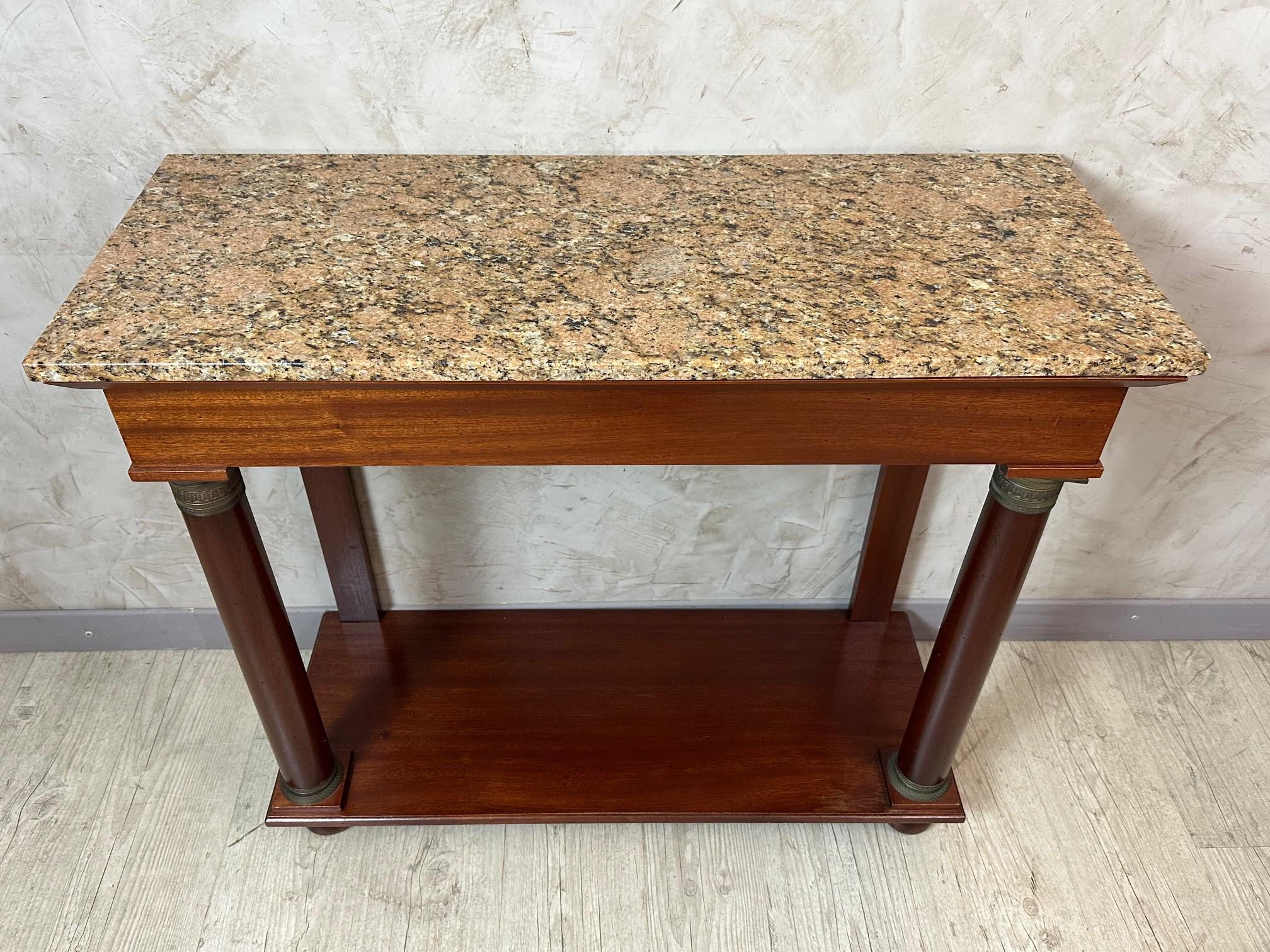 Mesa Consola de Marbre y Cerezo Estilo Imperio Francés S. XX, Años 80 en venta 1