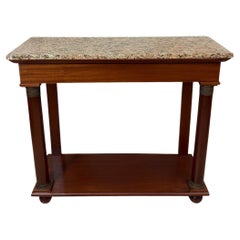 Mesa Consola de Marbre y Cerezo Estilo Imperio Francés S. XX, Años 80