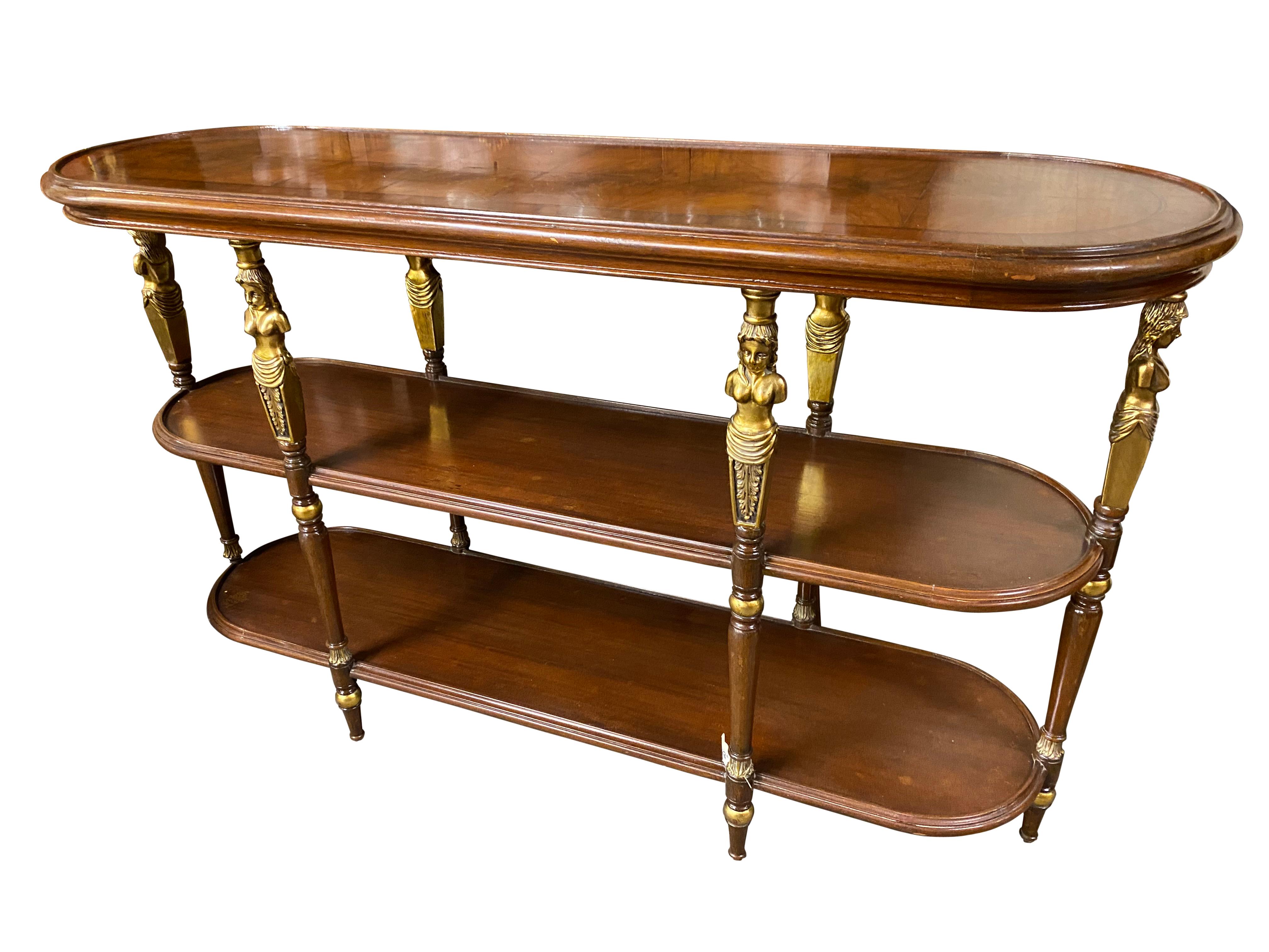 Wood 20th Century French Empire Style Open Bookcase/Etagere Tiered Table For Sale
